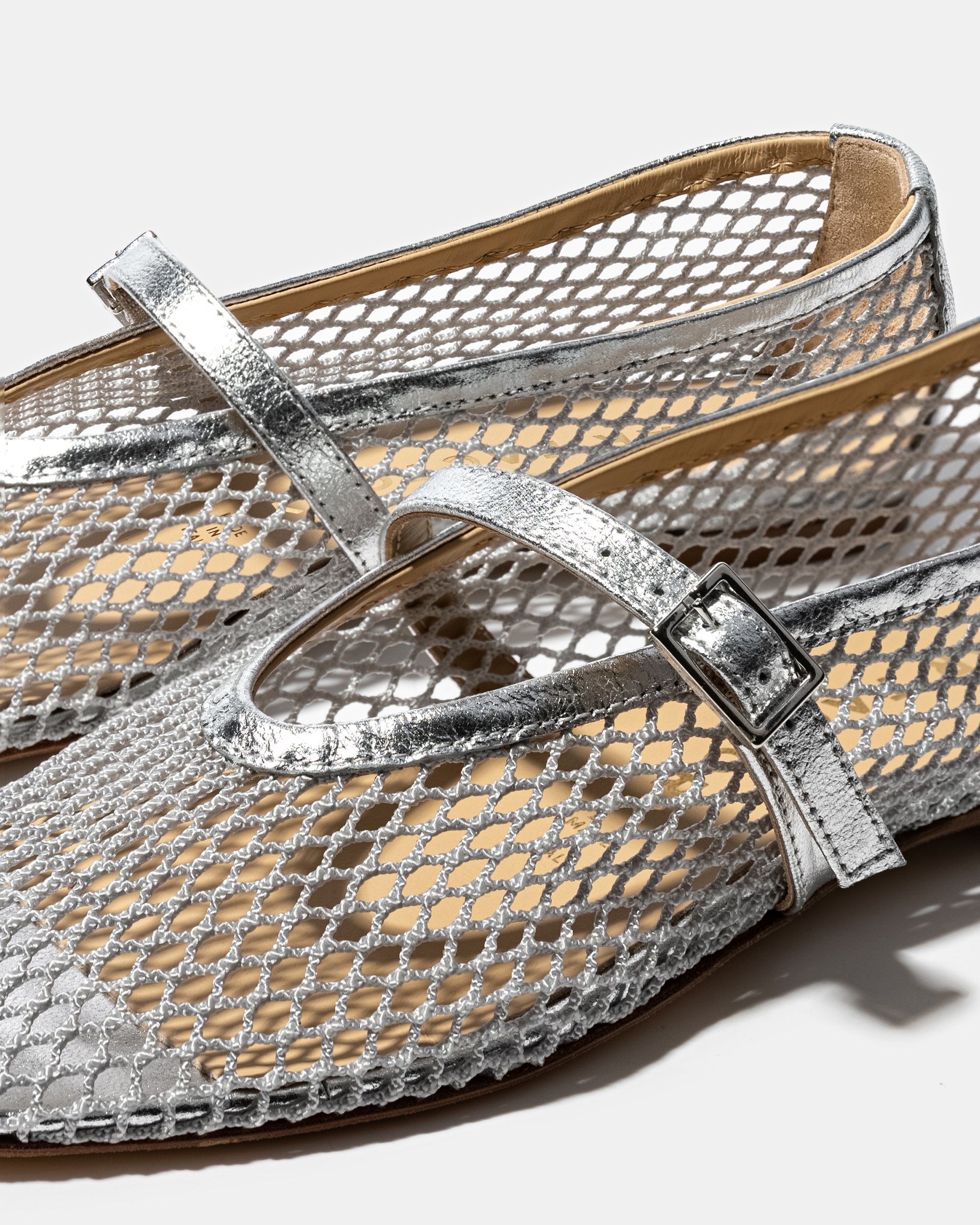 Серебристые балетки из текстильной сетки - Image 4 of 5