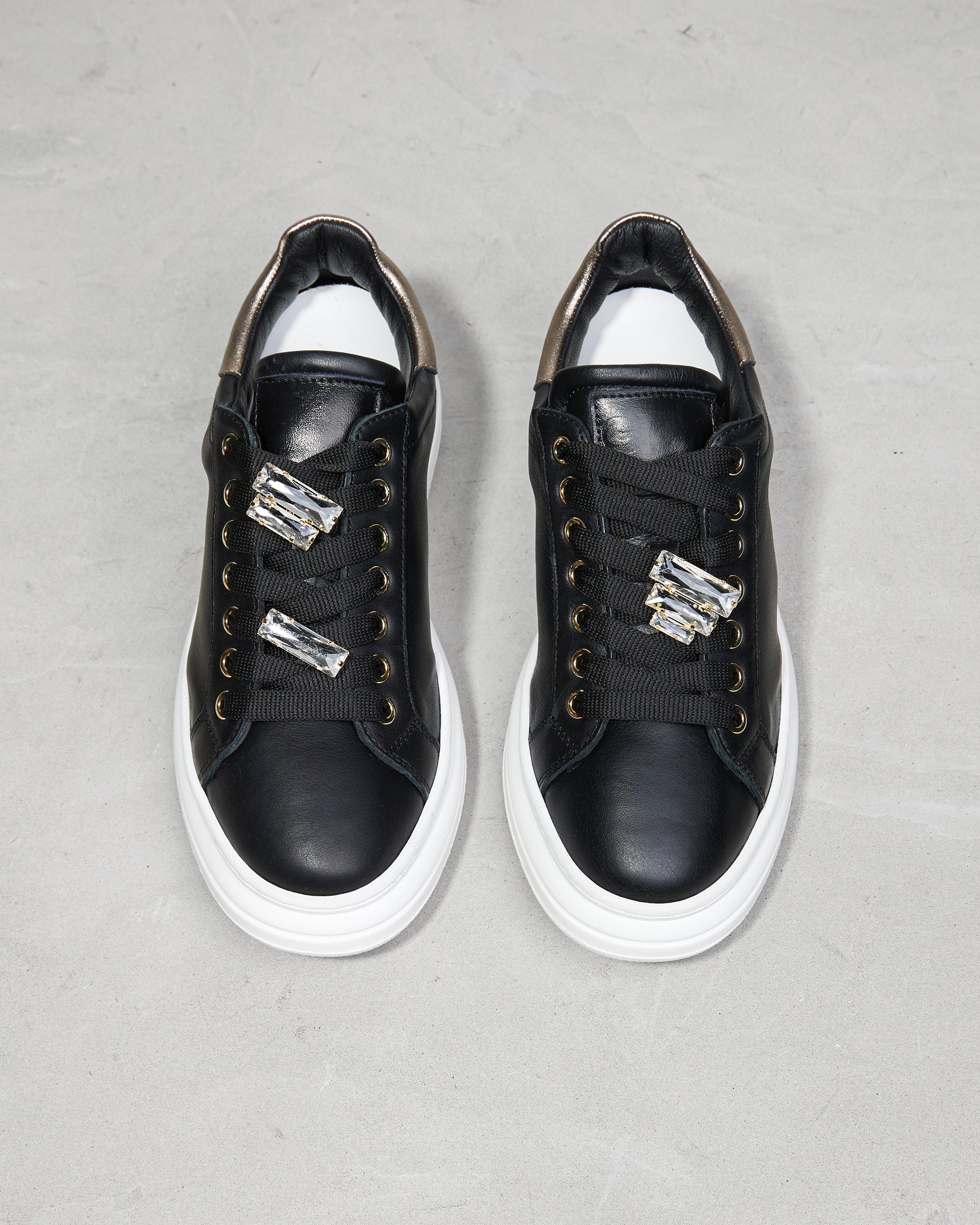 Черные кожаные кеды на платформе - Image 3 of 4