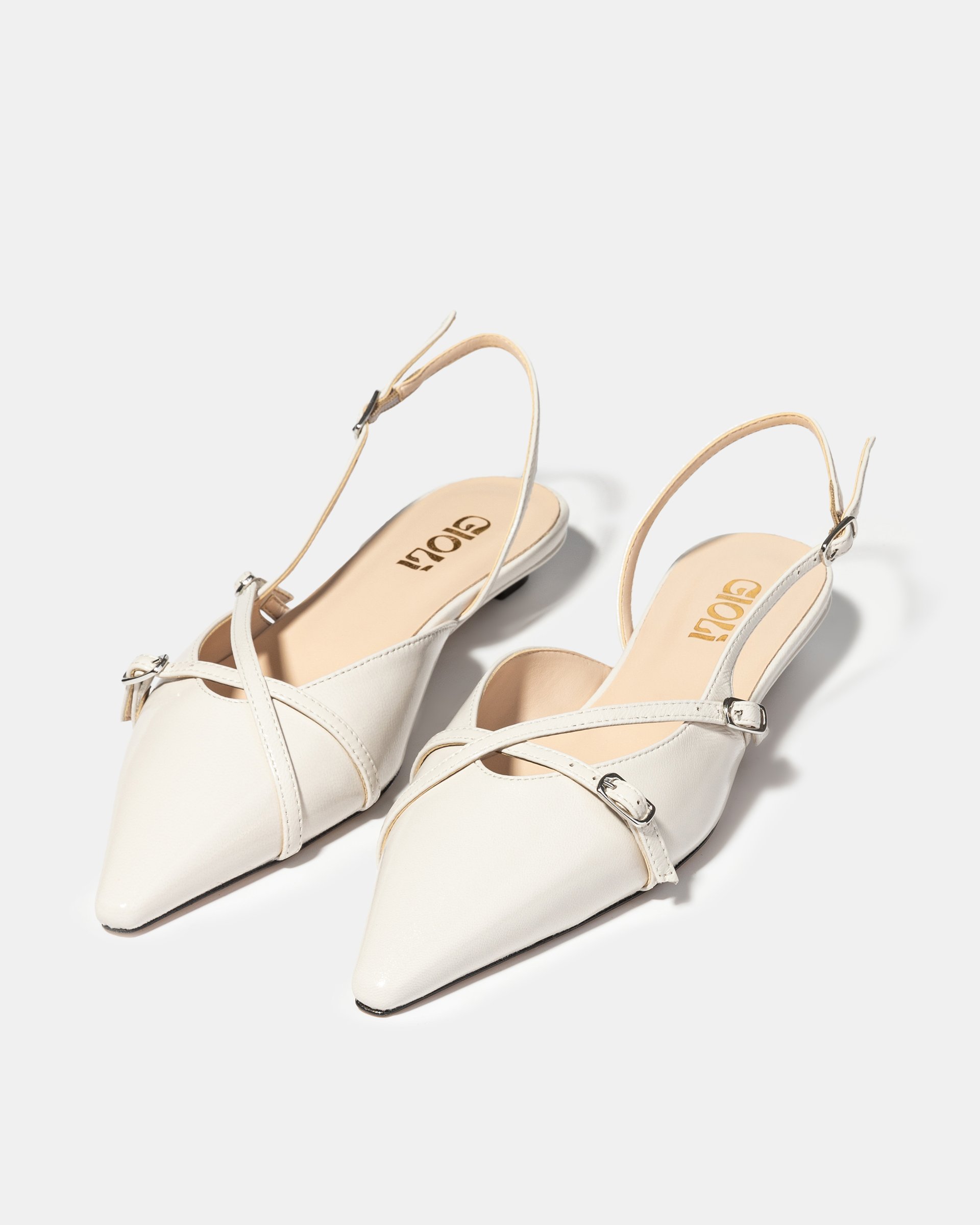 Белые кожаные туфли на низком каблуке - Image 2 of 5