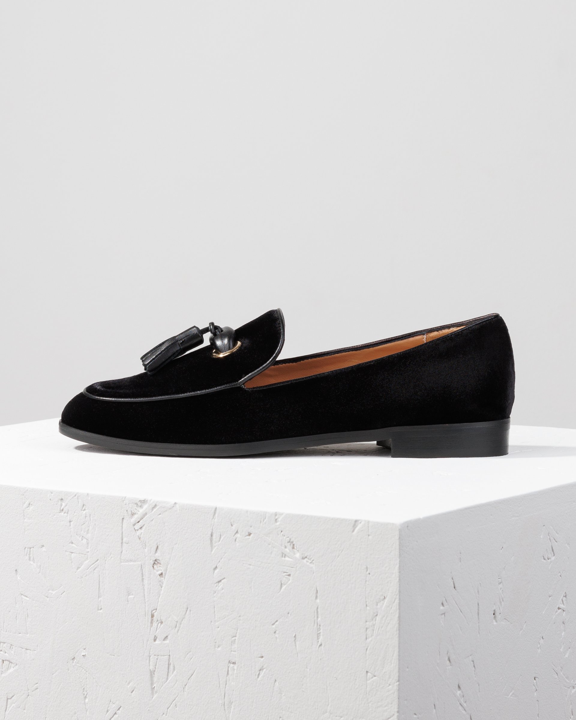 Черные бархатные лоферы - Main image