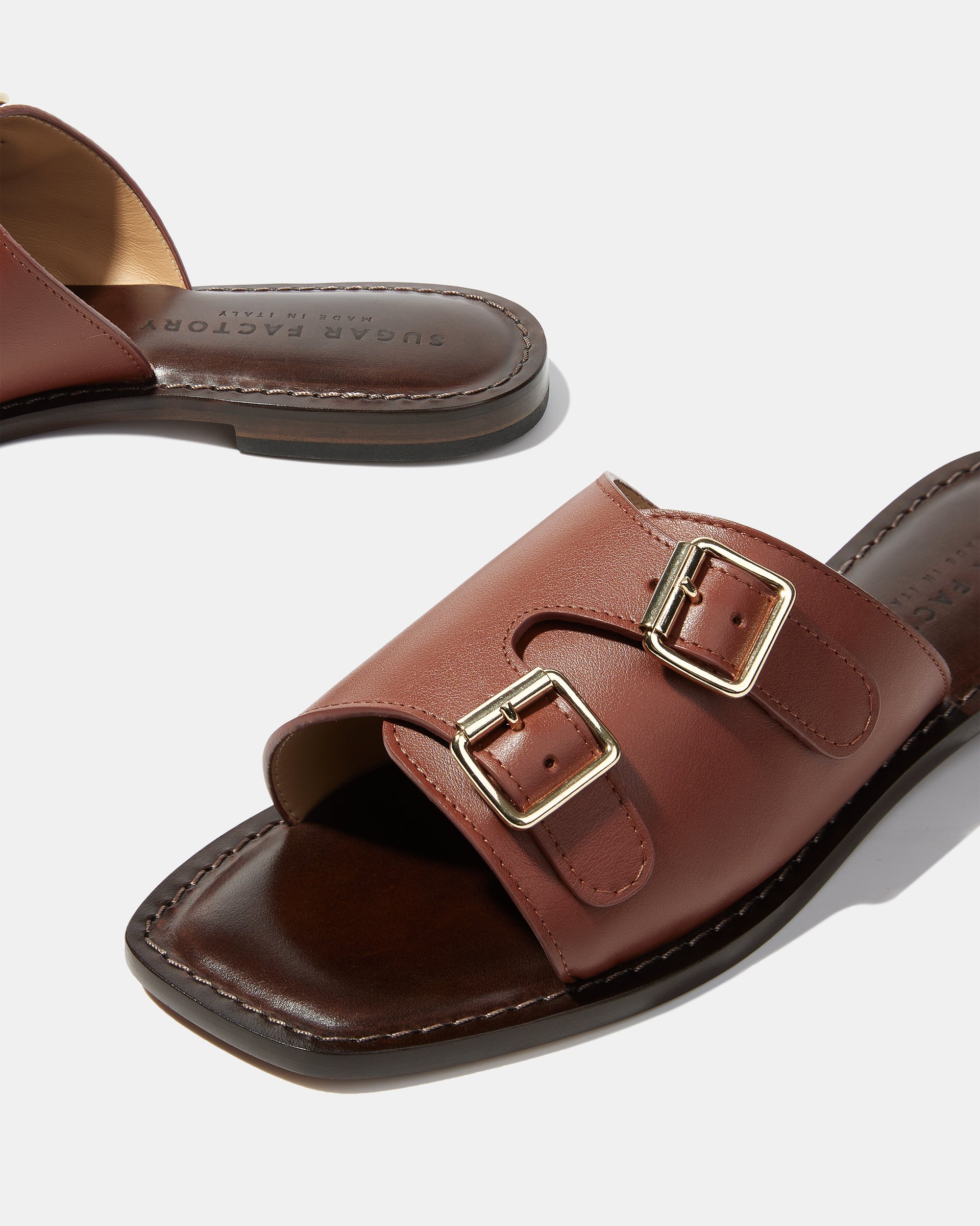 Коричневые кожаные шлепанцы - Image 4 of 5