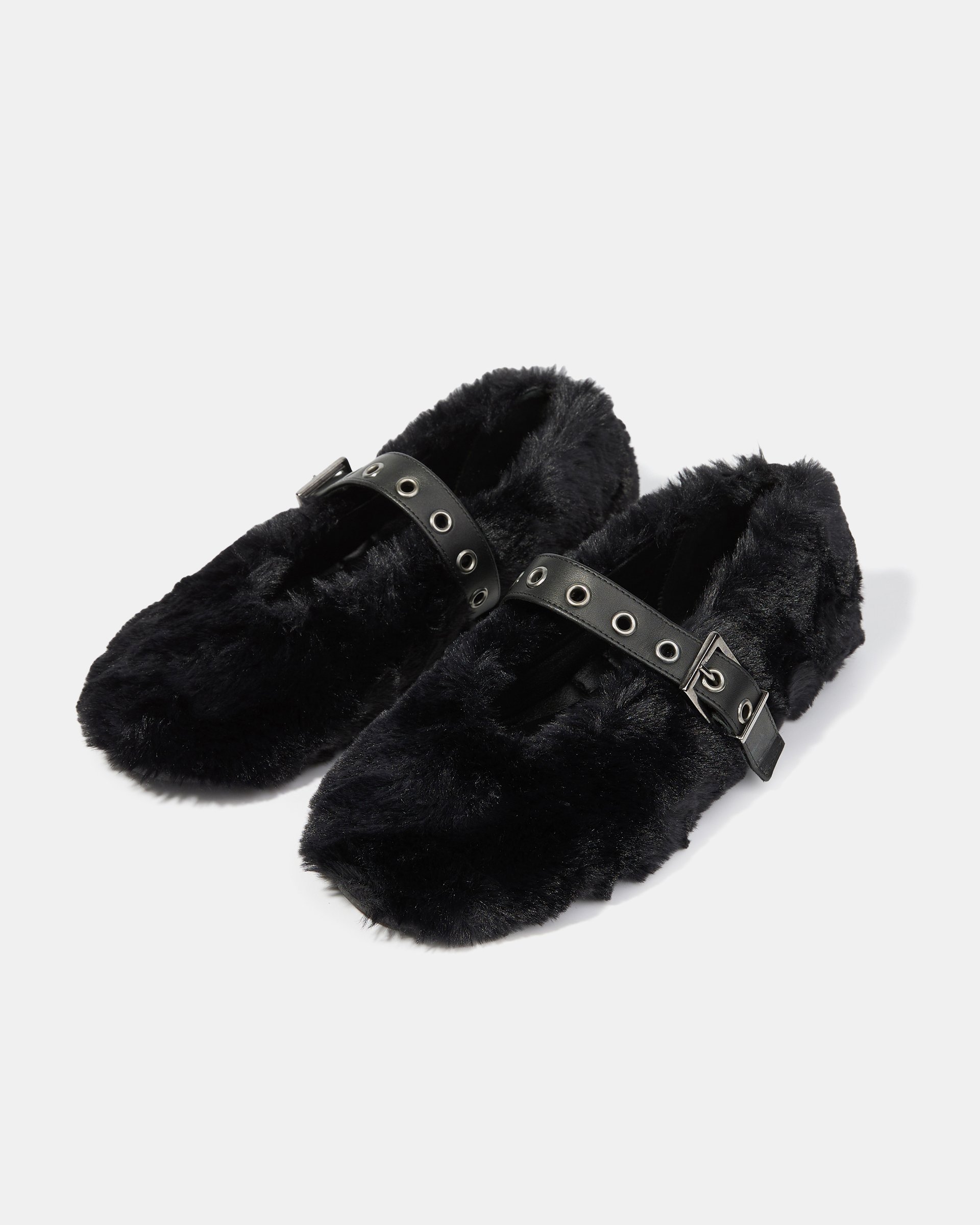 Черные меховые балетки на плоском каблуке - Image 2 of 5