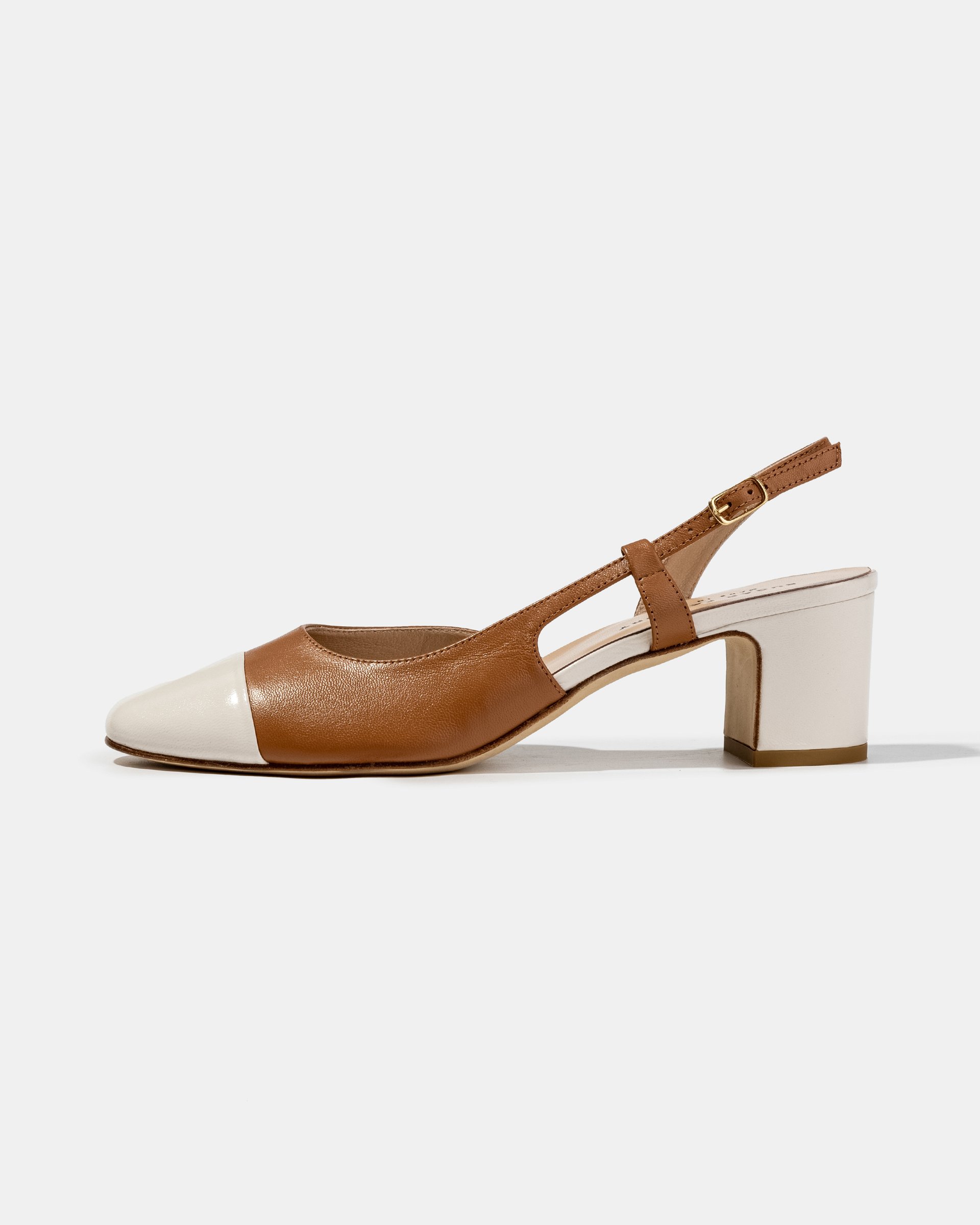 Бело-коричневые туфли из натуральной кожи - Main image