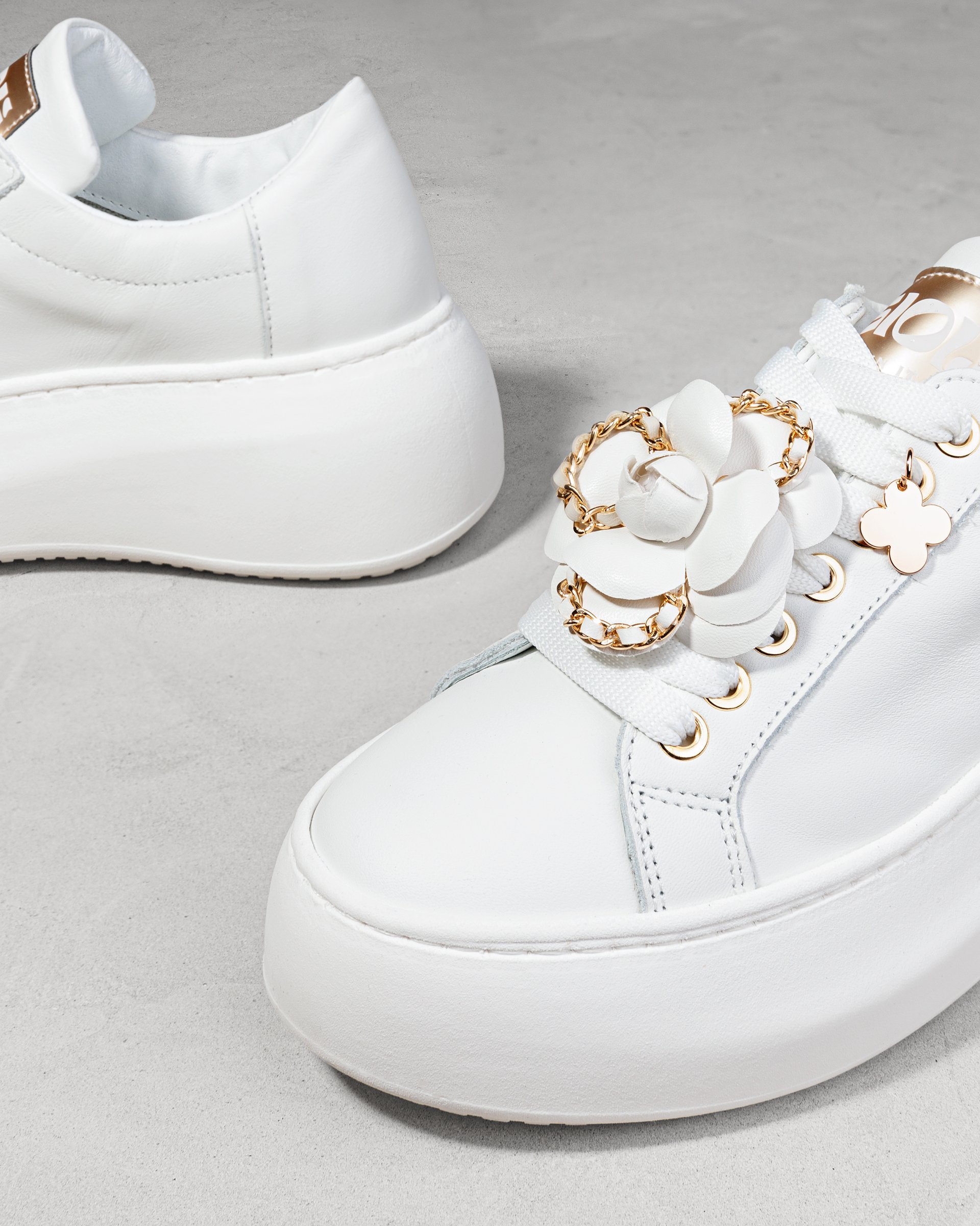 Белые кожаные кроссовки на платформе - Image 4 of 6