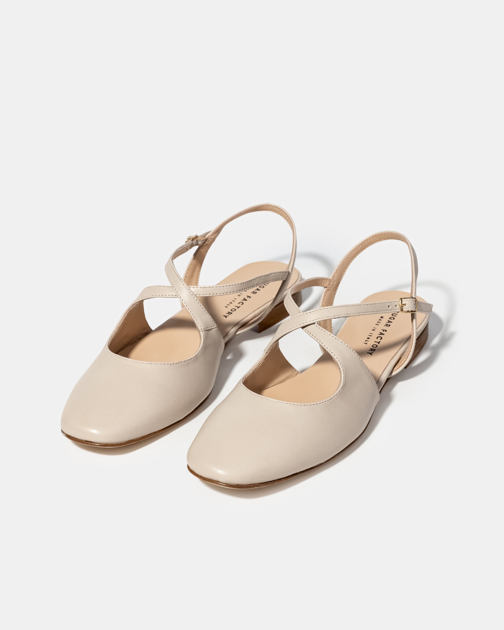 Кремово-бежевые кожаные туфли с ремешками - Image 2 of 4