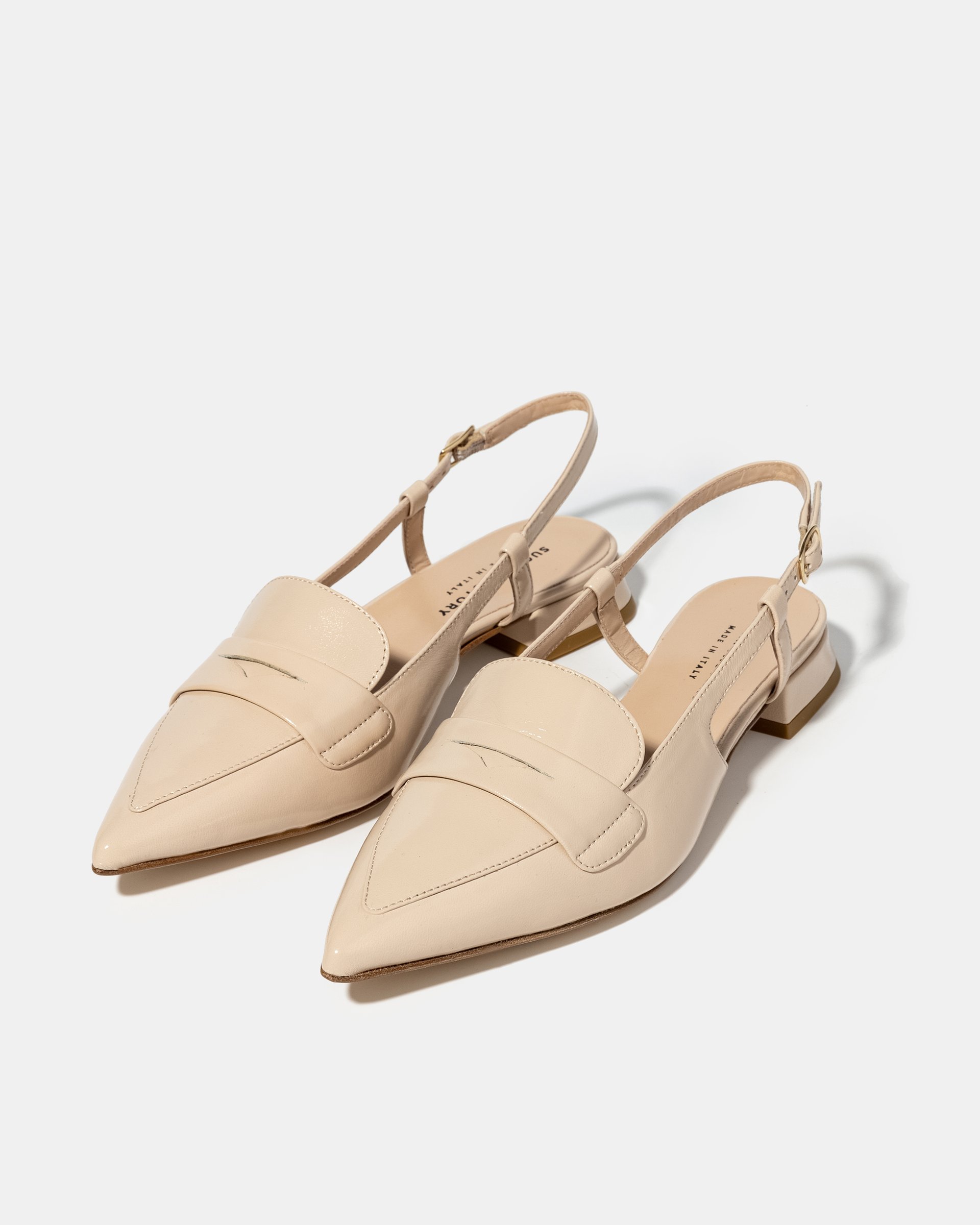 Бежевые кожаные туфли на низком каблуке - Image 2 of 5