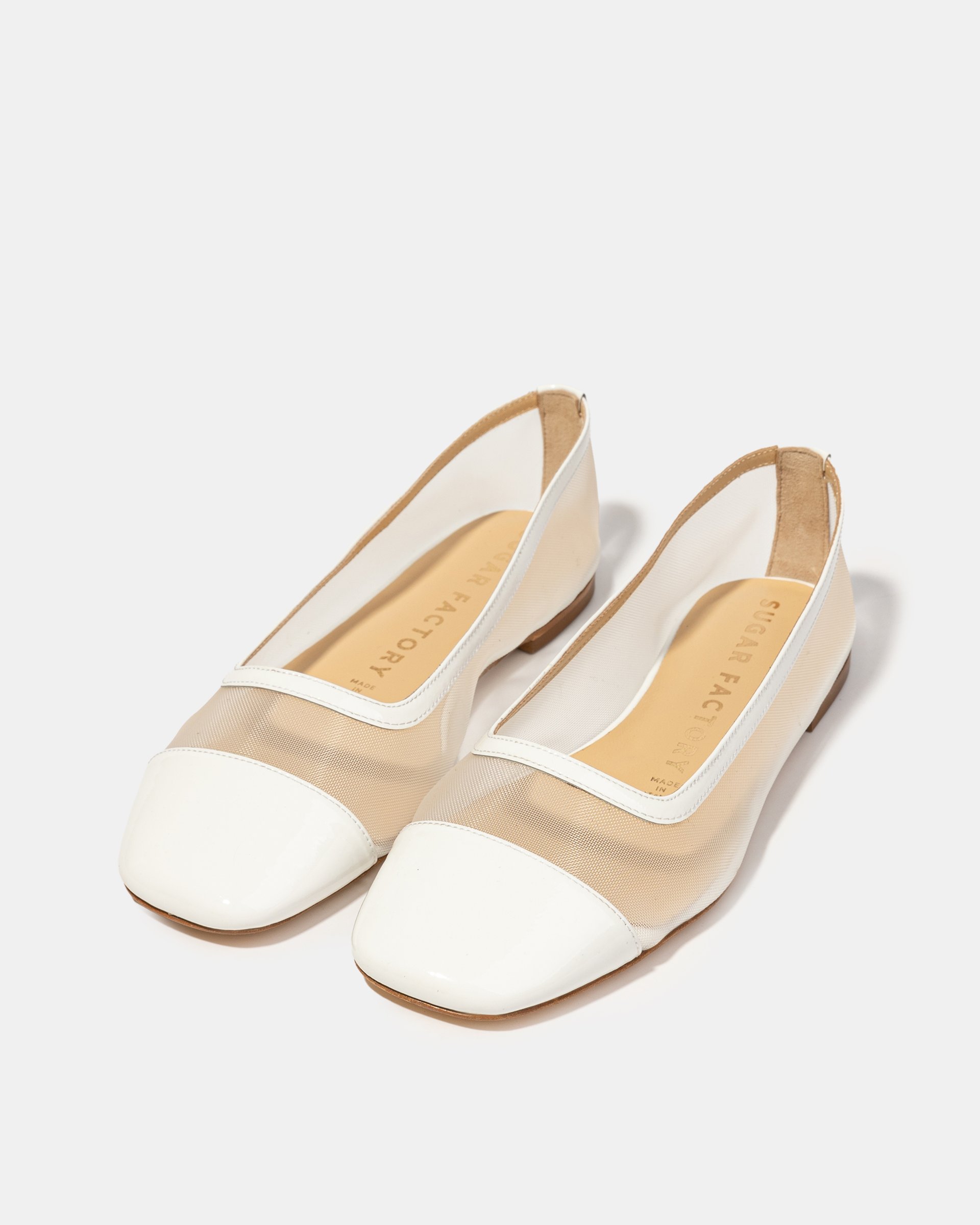 Белые лаковые балетки из текстильной сетки - Image 2 of 5