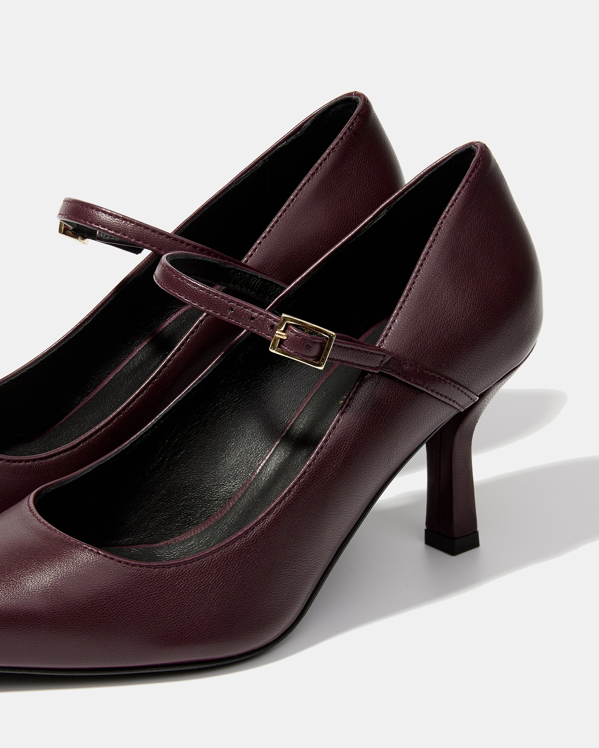 Кожаные туфли бордовые на каблуке - Image 4 of 5
