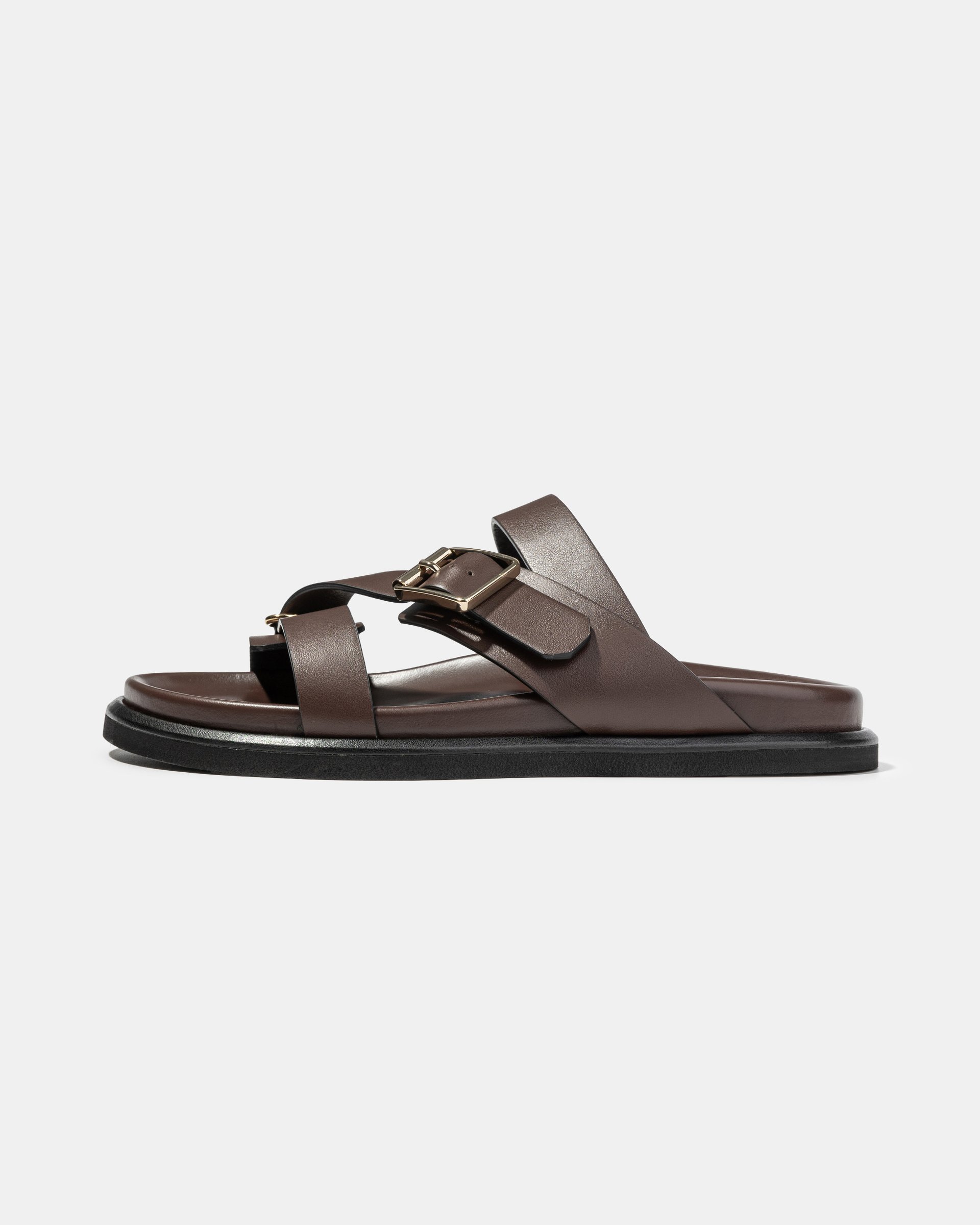 Коричневые кожаные шлепанцы