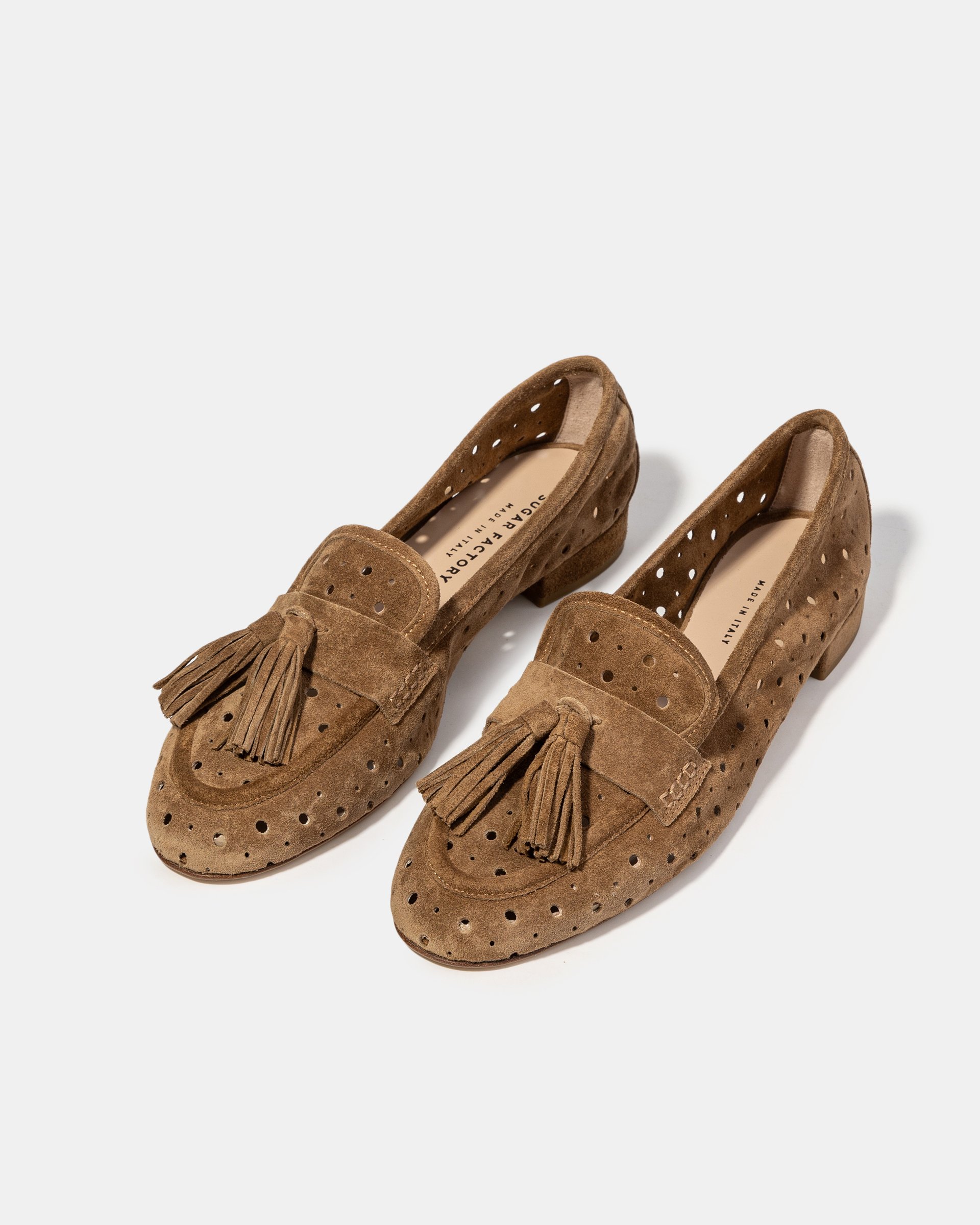 Коричневые замшевые лоферы с крупной перфорацией - Image 2 of 5