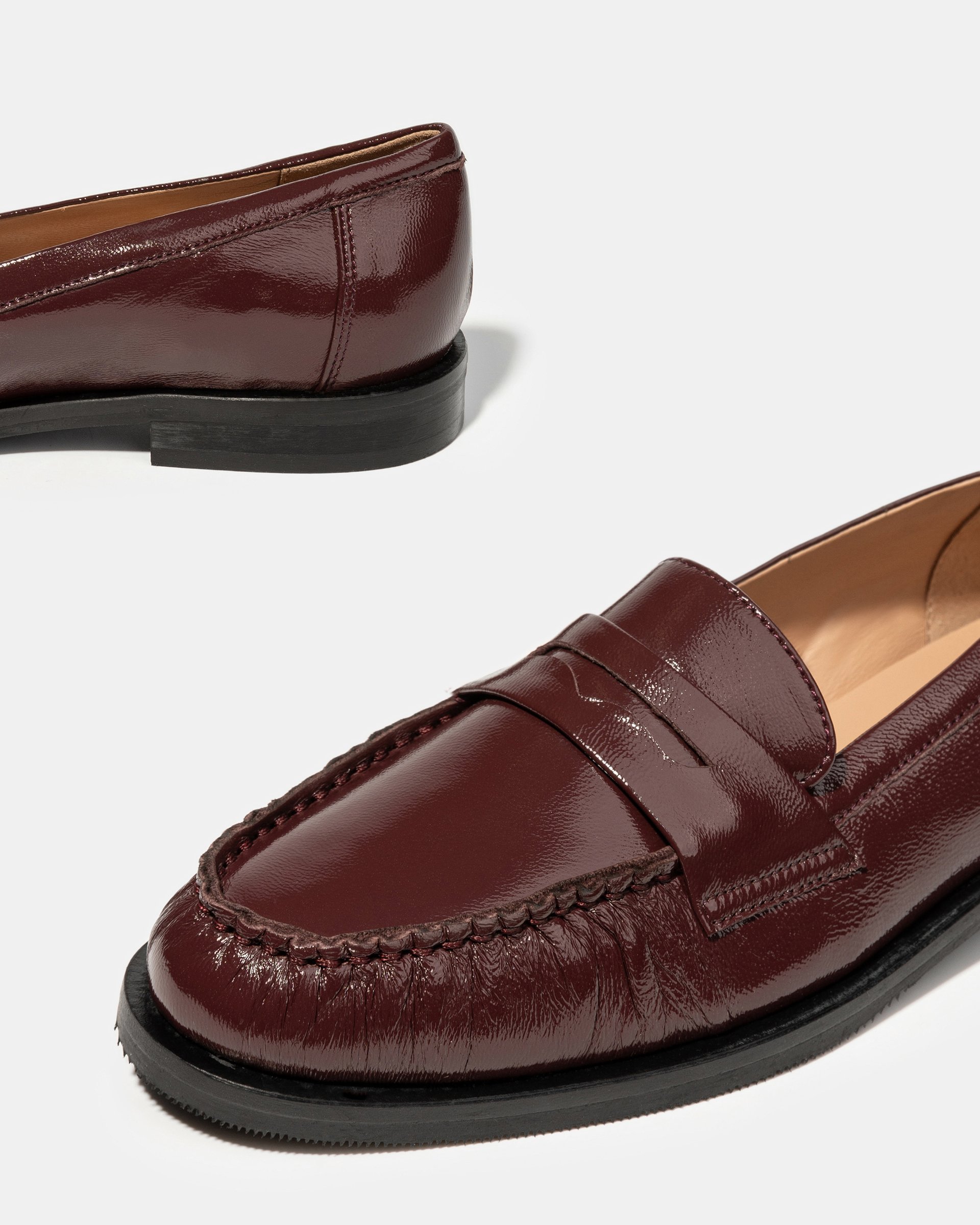 Кожаные женские лоферы цвета бургунди - Image 4 of 5