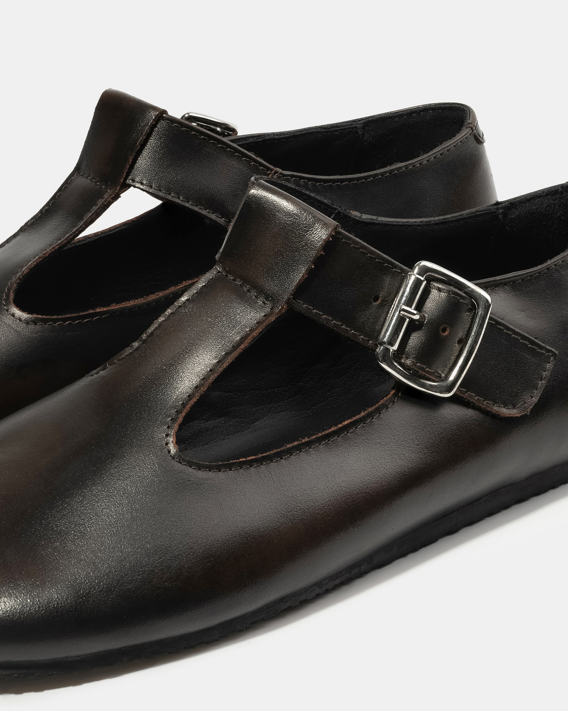 Темно-коричневые кожаные туфли на плоской подошве - Image 4 of 5