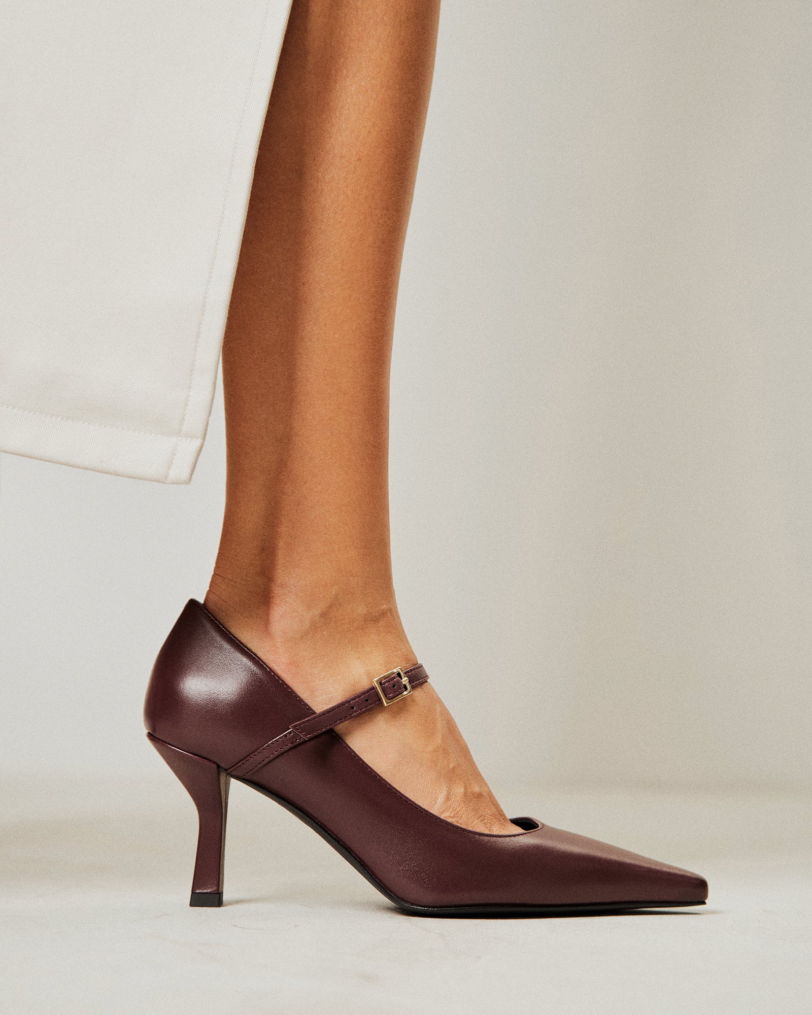 Кожаные туфли бордовые на каблуке - Image 5 of 5
