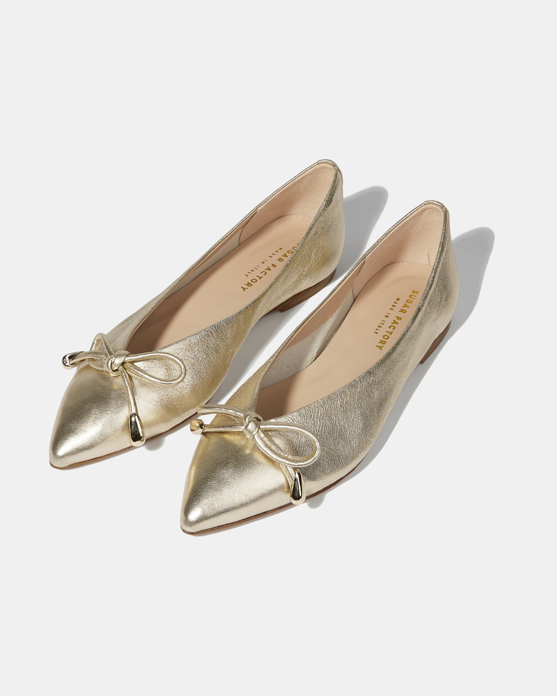 Золотые балетки из натуральной кожи  - Image 3 of 5