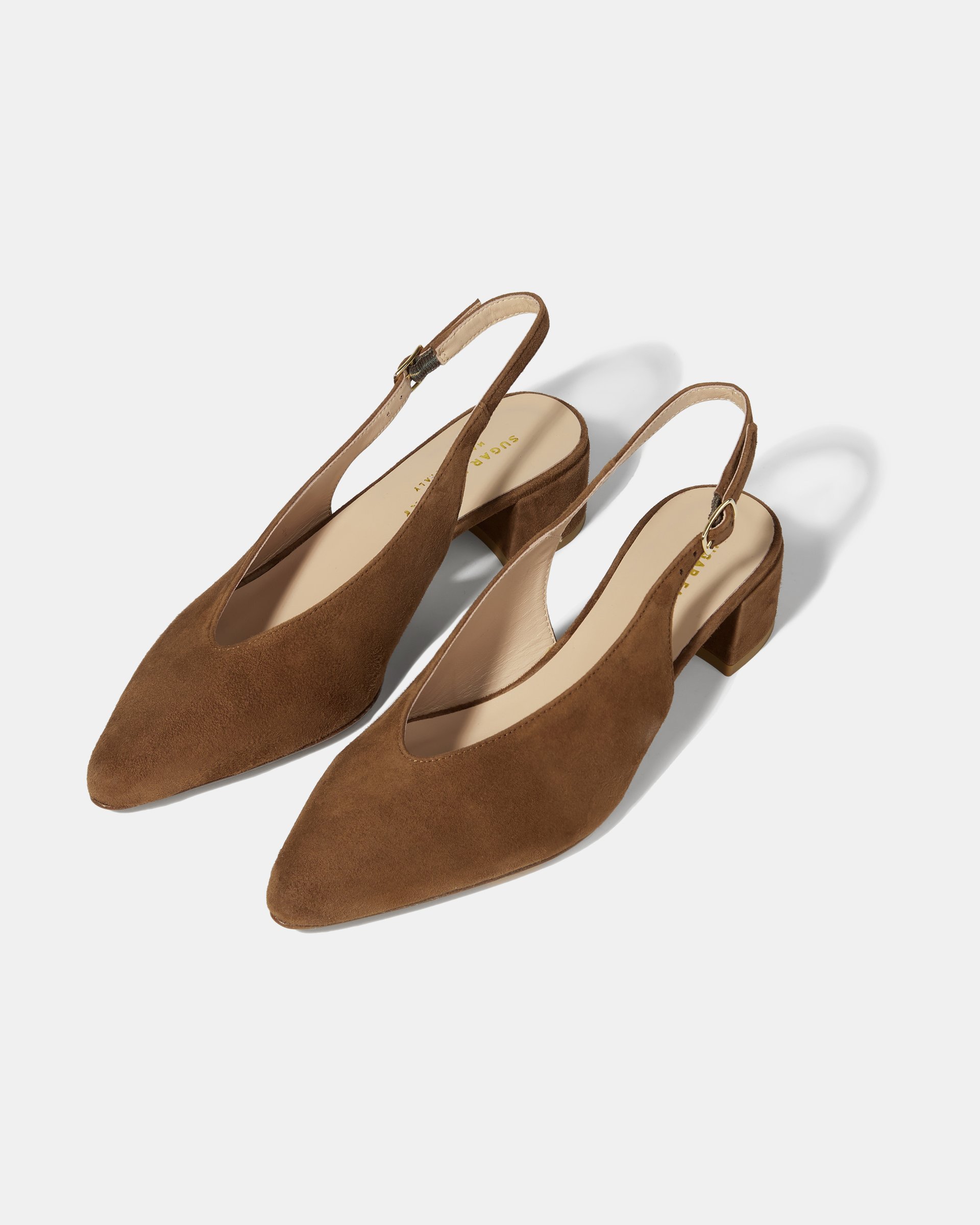 Коричневые замшевые туфли-слинбэк на низком блок-каблуке - Image 2 of 4