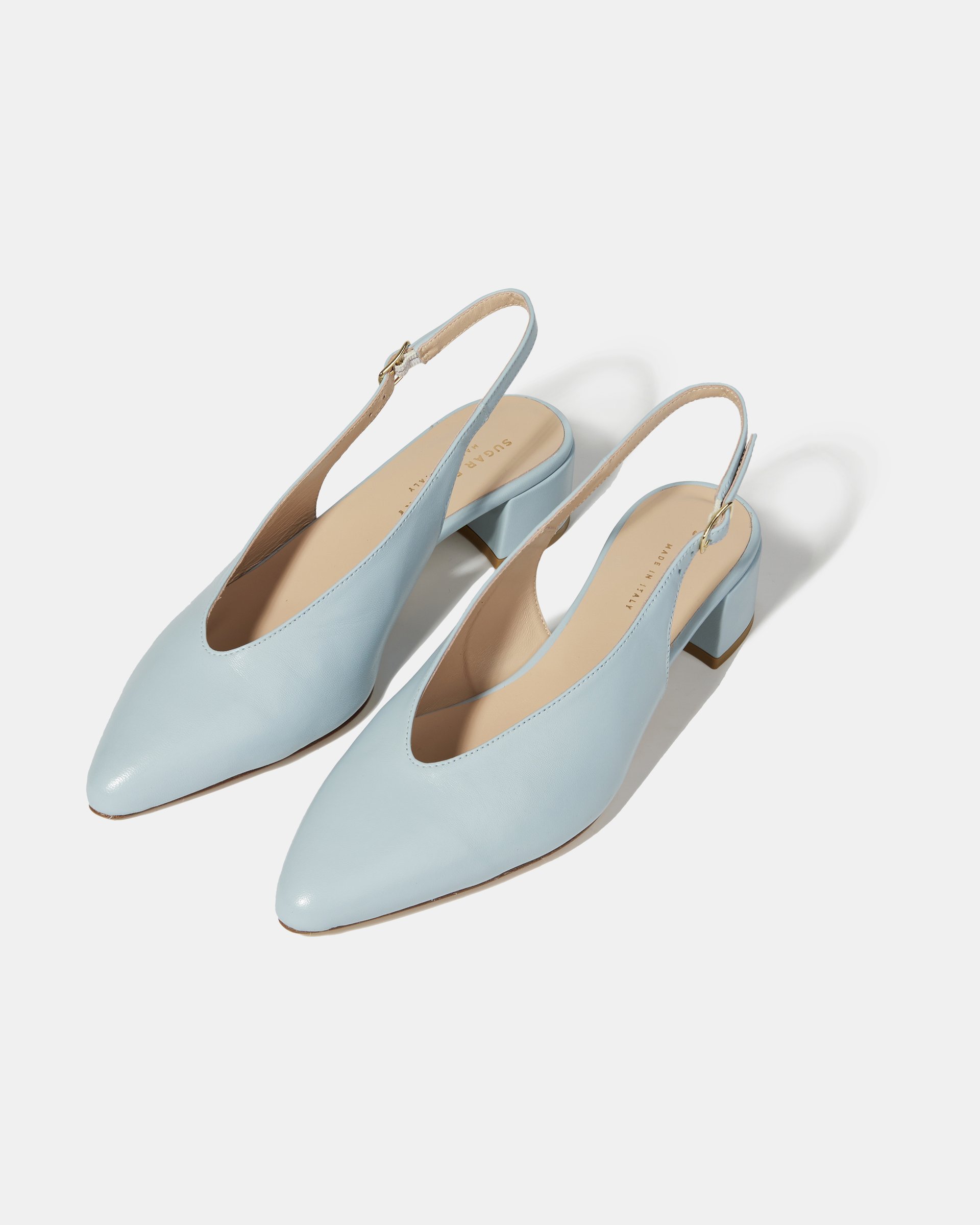 Голубые кожаные туфли-слинбэк  - Image 3 of 5