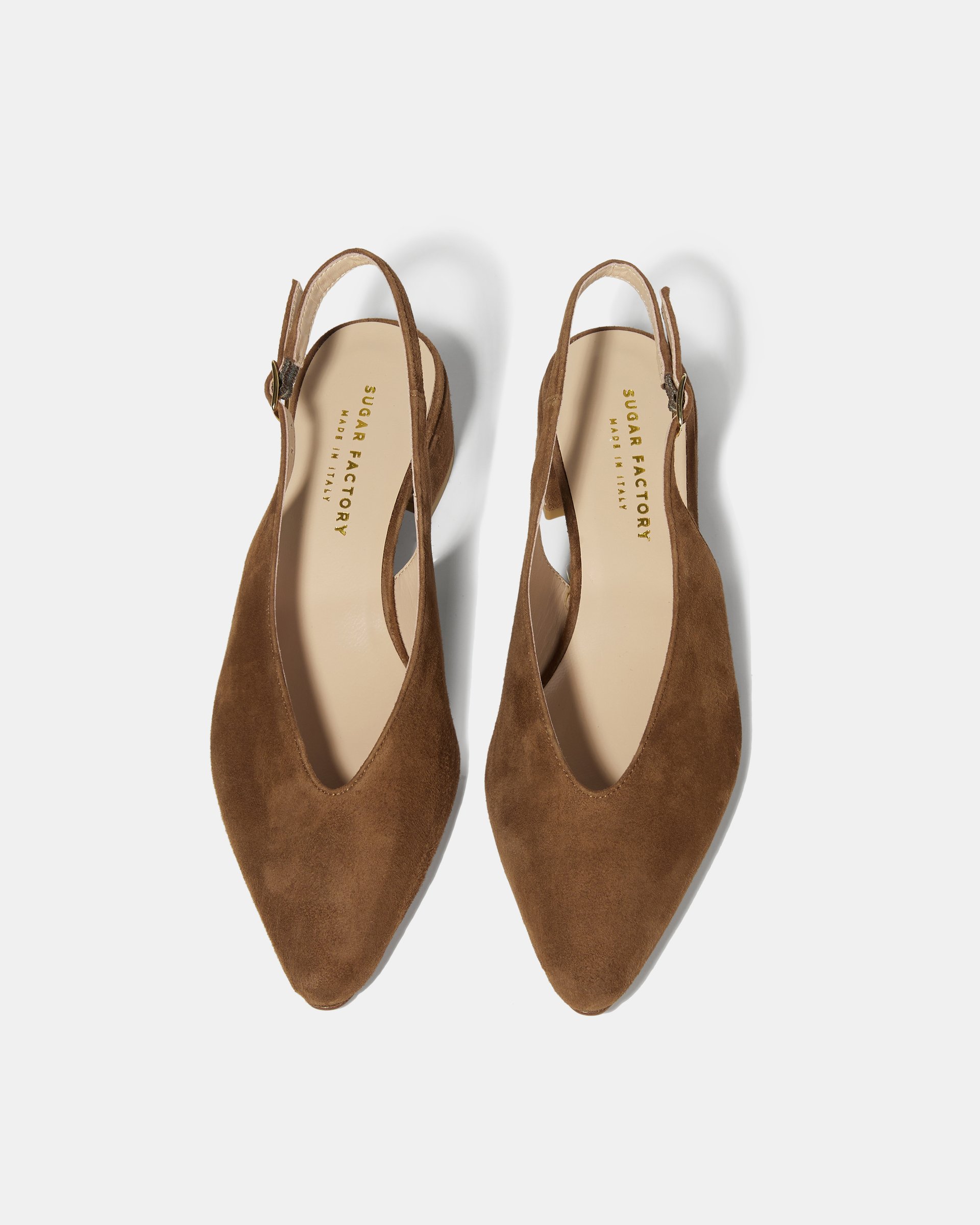 Коричневые замшевые туфли-слинбэк на низком блок-каблуке - Image 3 of 4