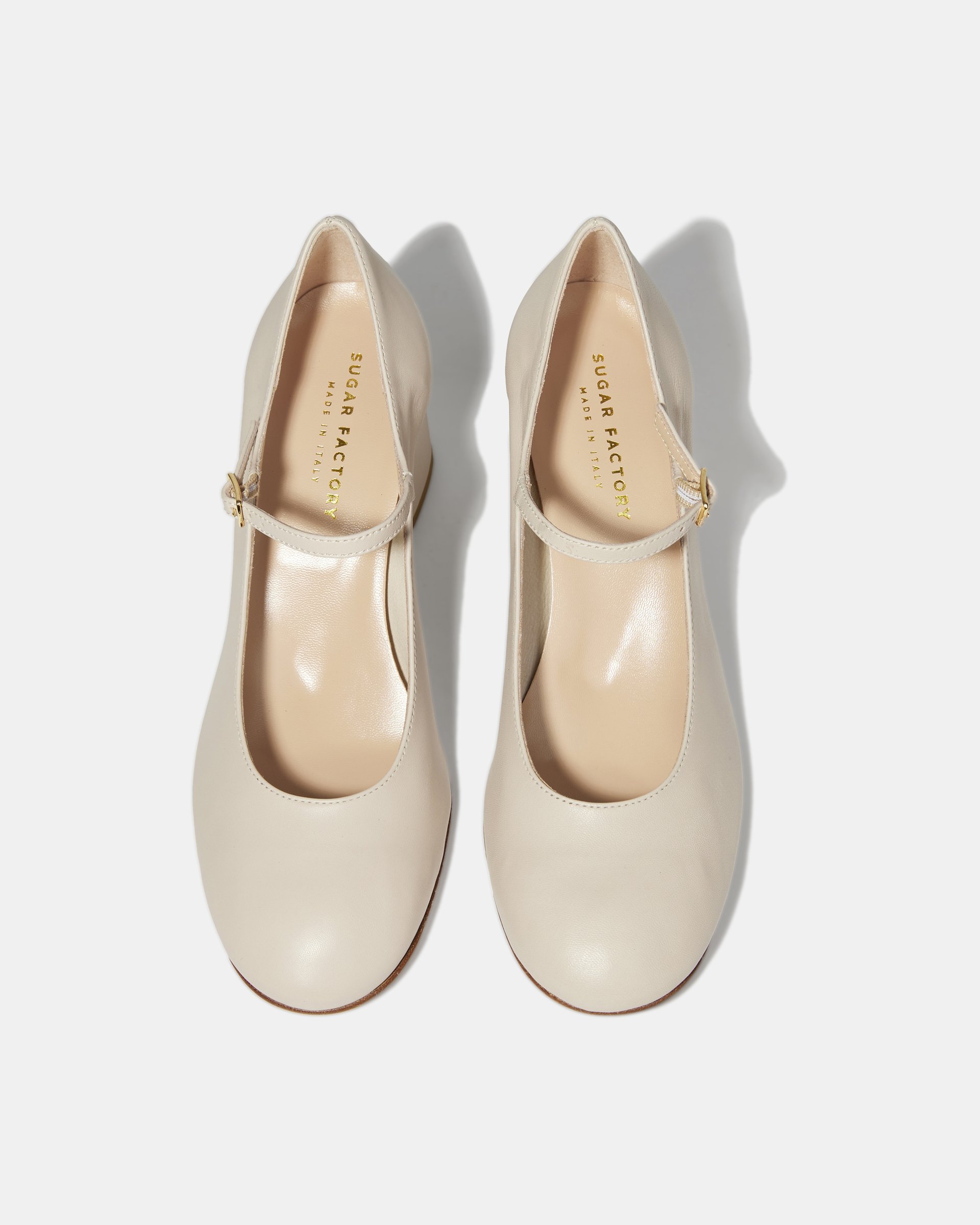 Бежевые кожаные туфли на широком каблуке - Image 4 of 5