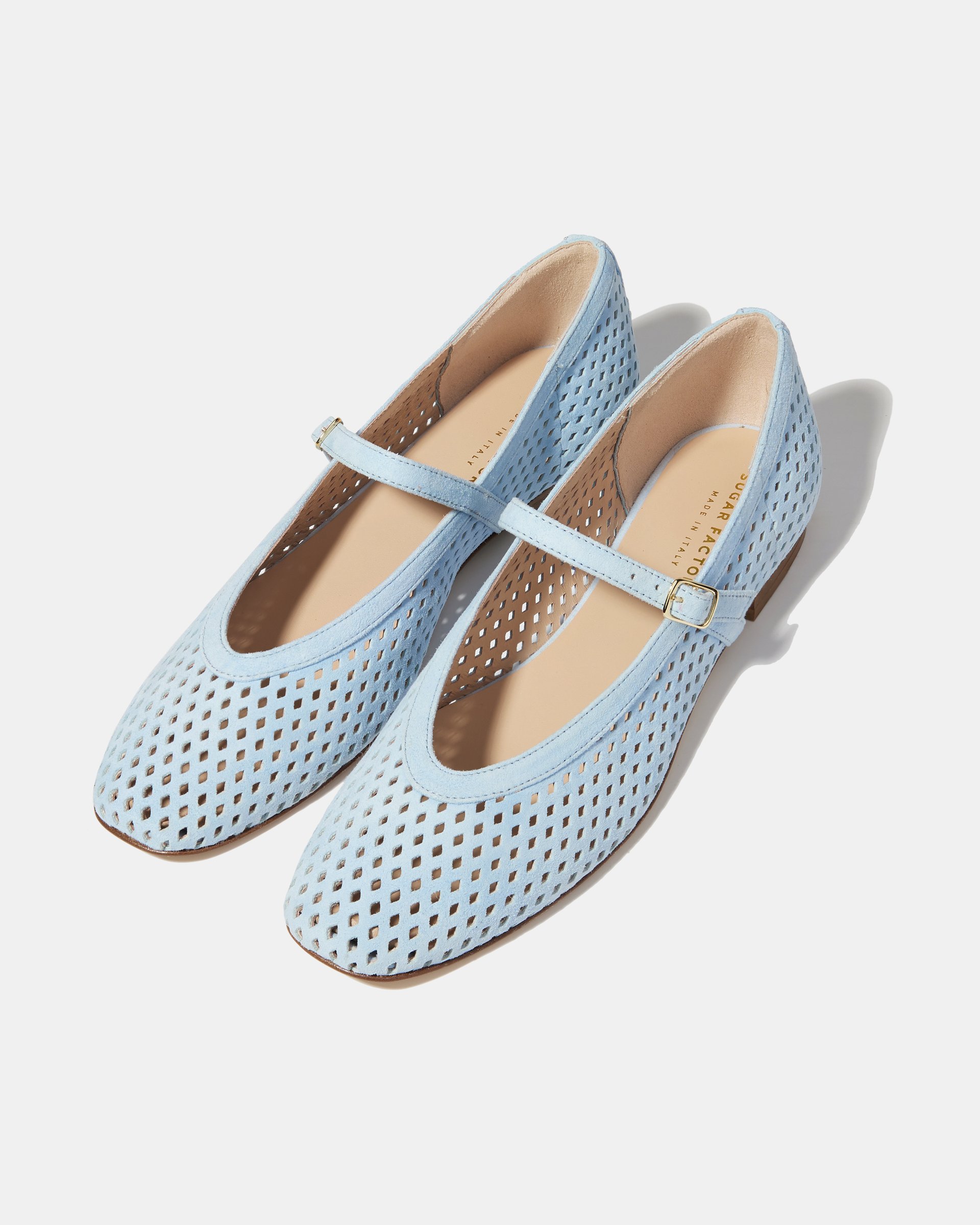 Голубые перфорированные замшевые балетки  - Image 3 of 5