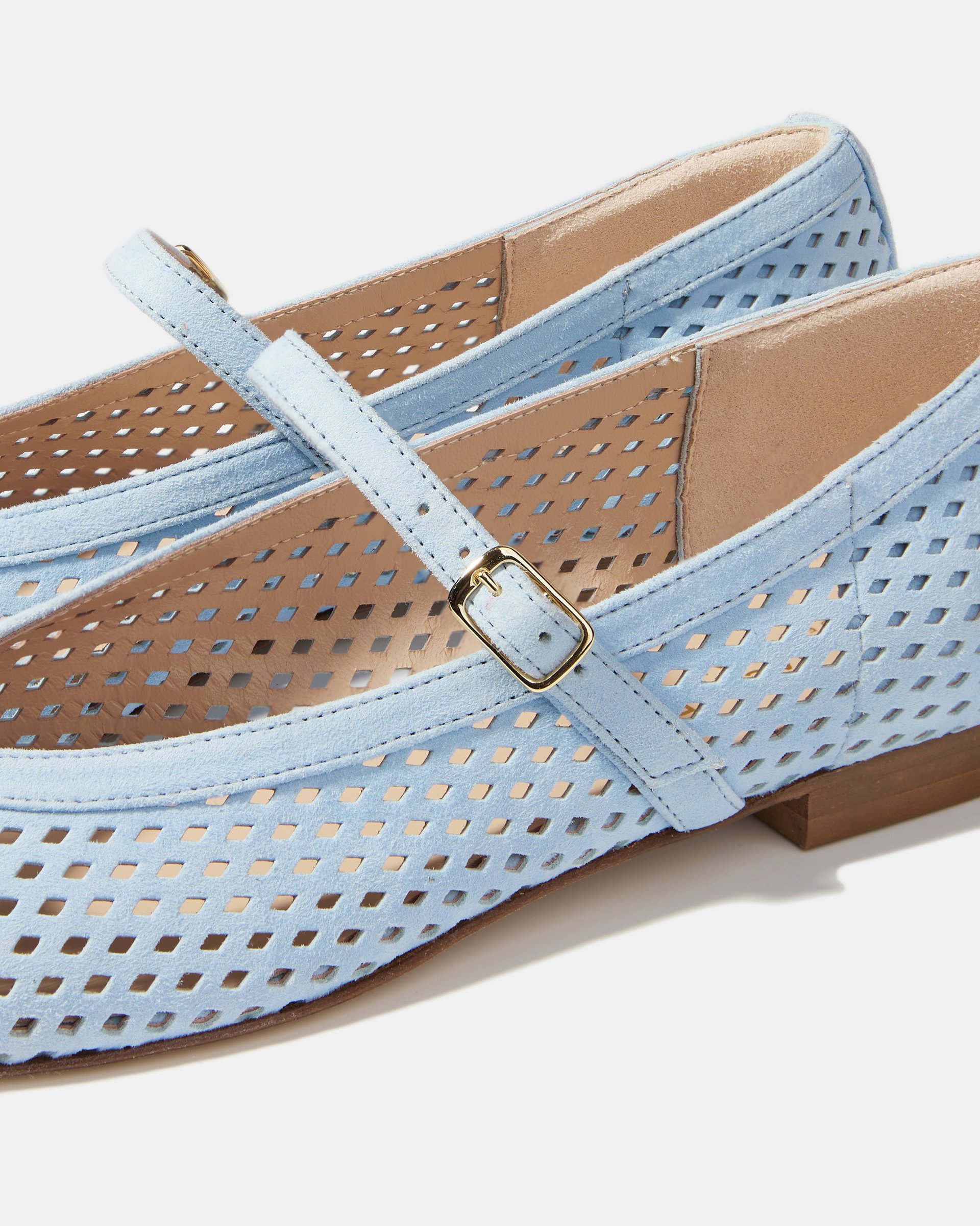 Голубые перфорированные замшевые балетки  - Image 5 of 5