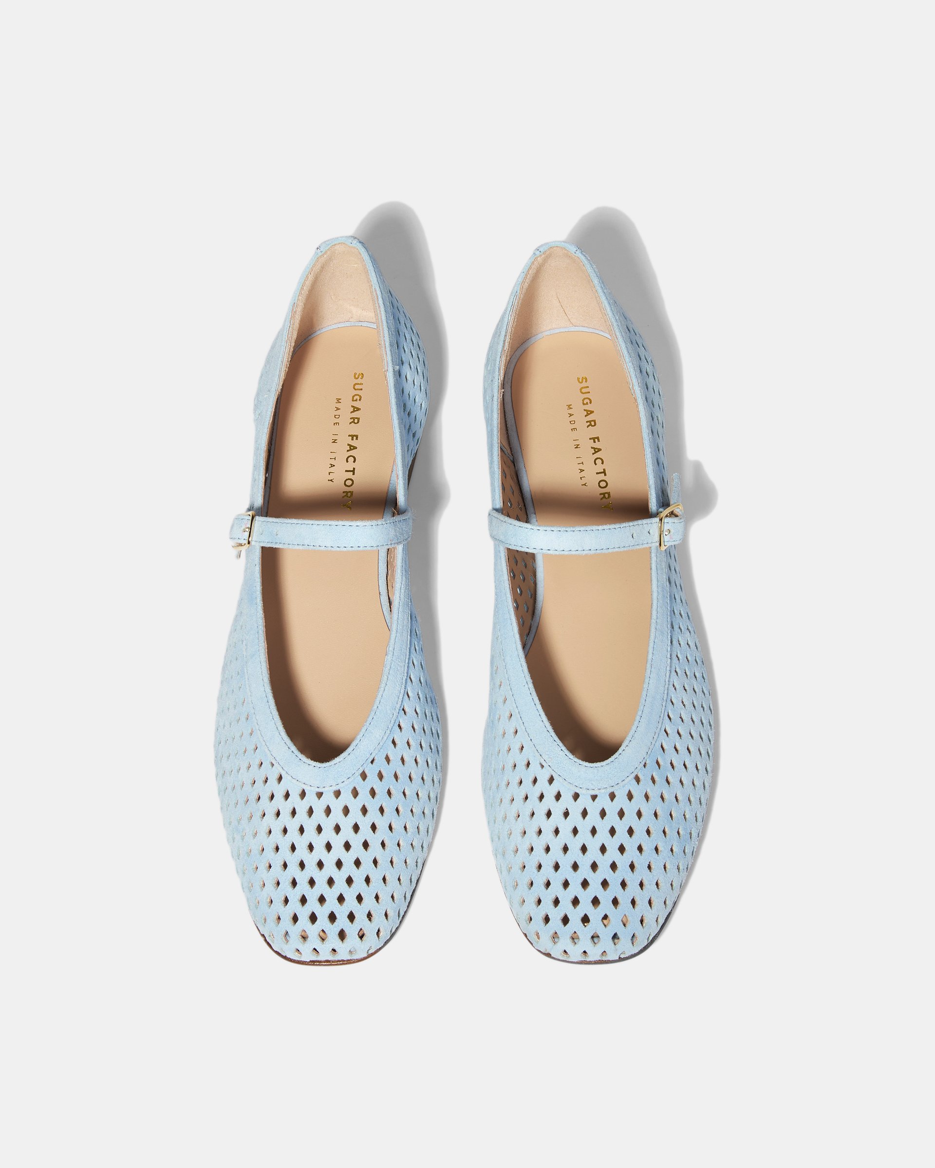 Голубые перфорированные замшевые балетки  - Image 4 of 5