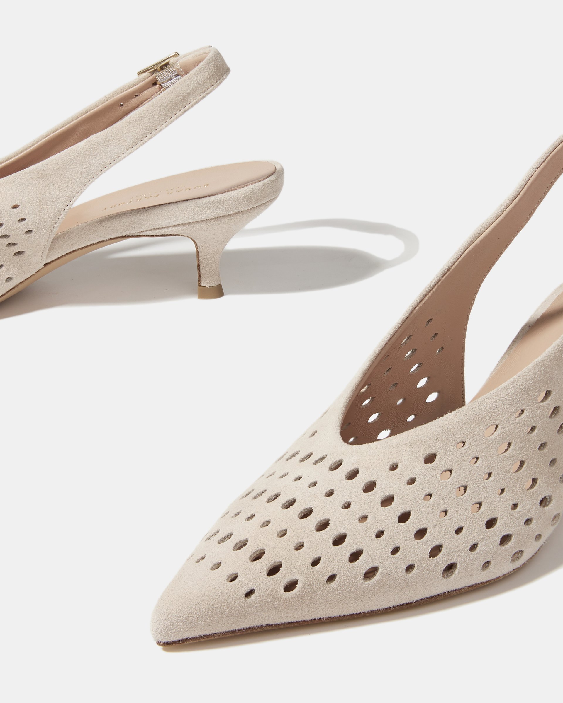 Серые туфли-слингбэк с перфорацией из натуральной замши - Image 4 of 4