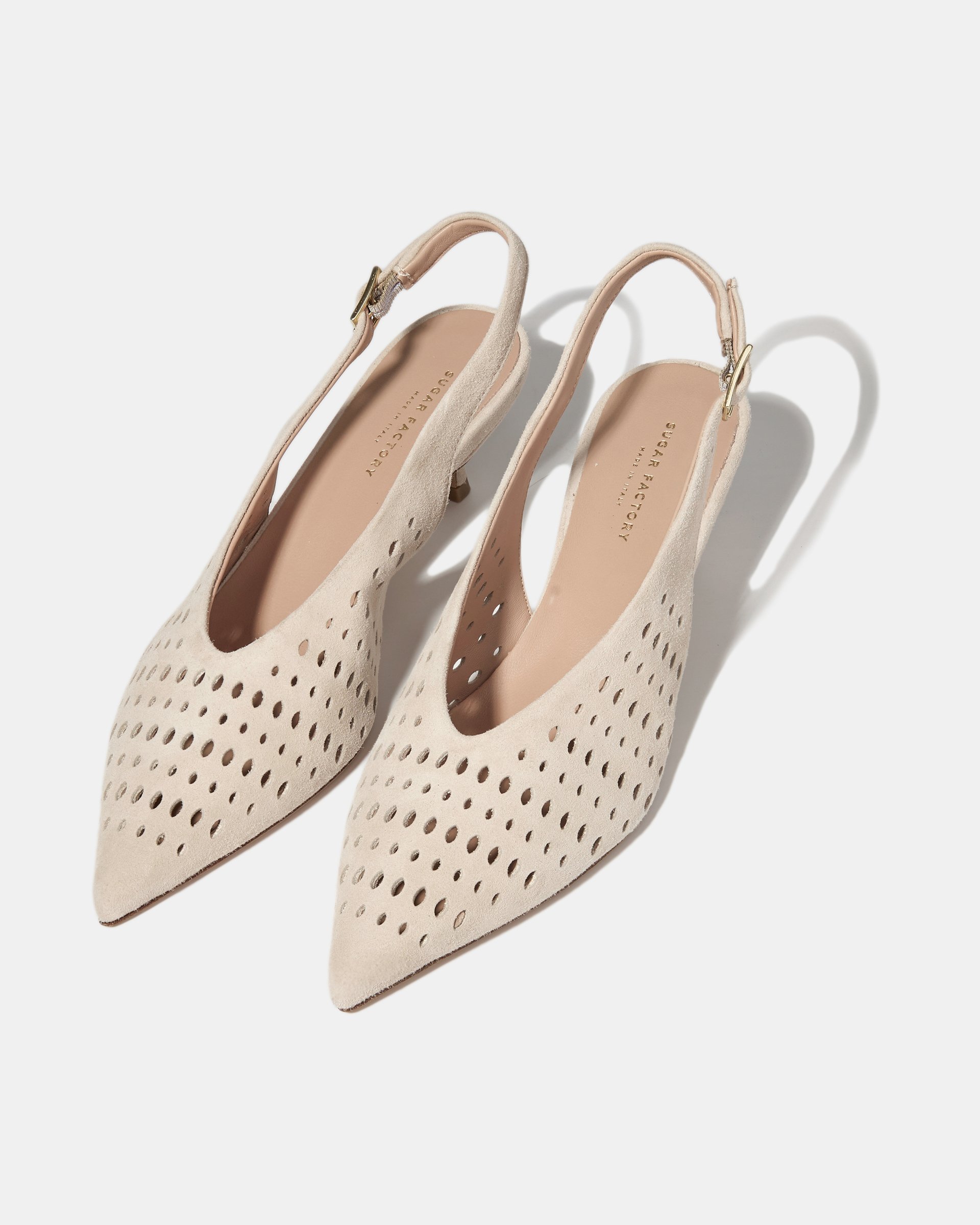 Серые туфли-слингбэк с перфорацией из натуральной замши - Image 2 of 4