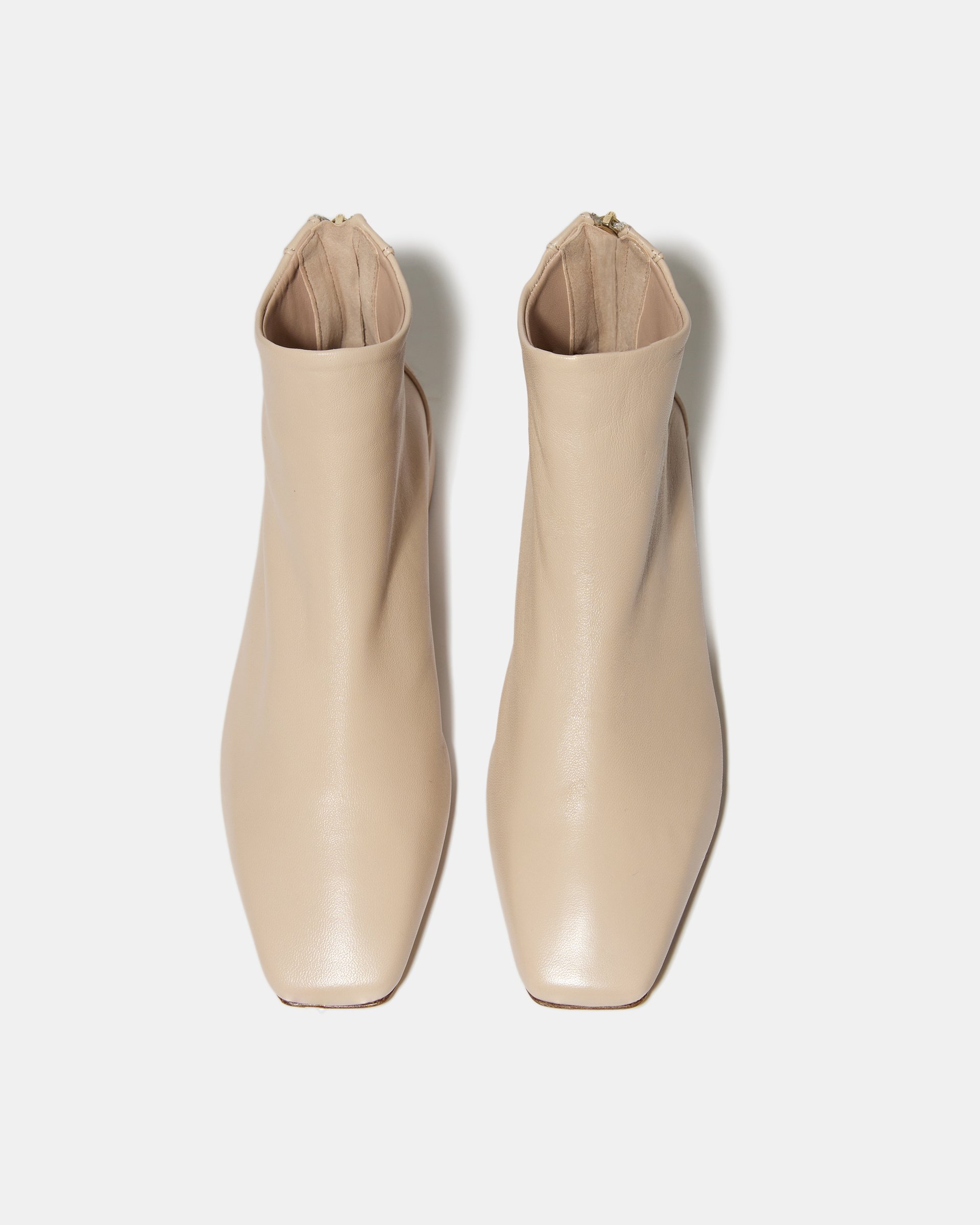 Бежевые кожаные ботинки на низком квадратном каблуке - Image 4 of 5