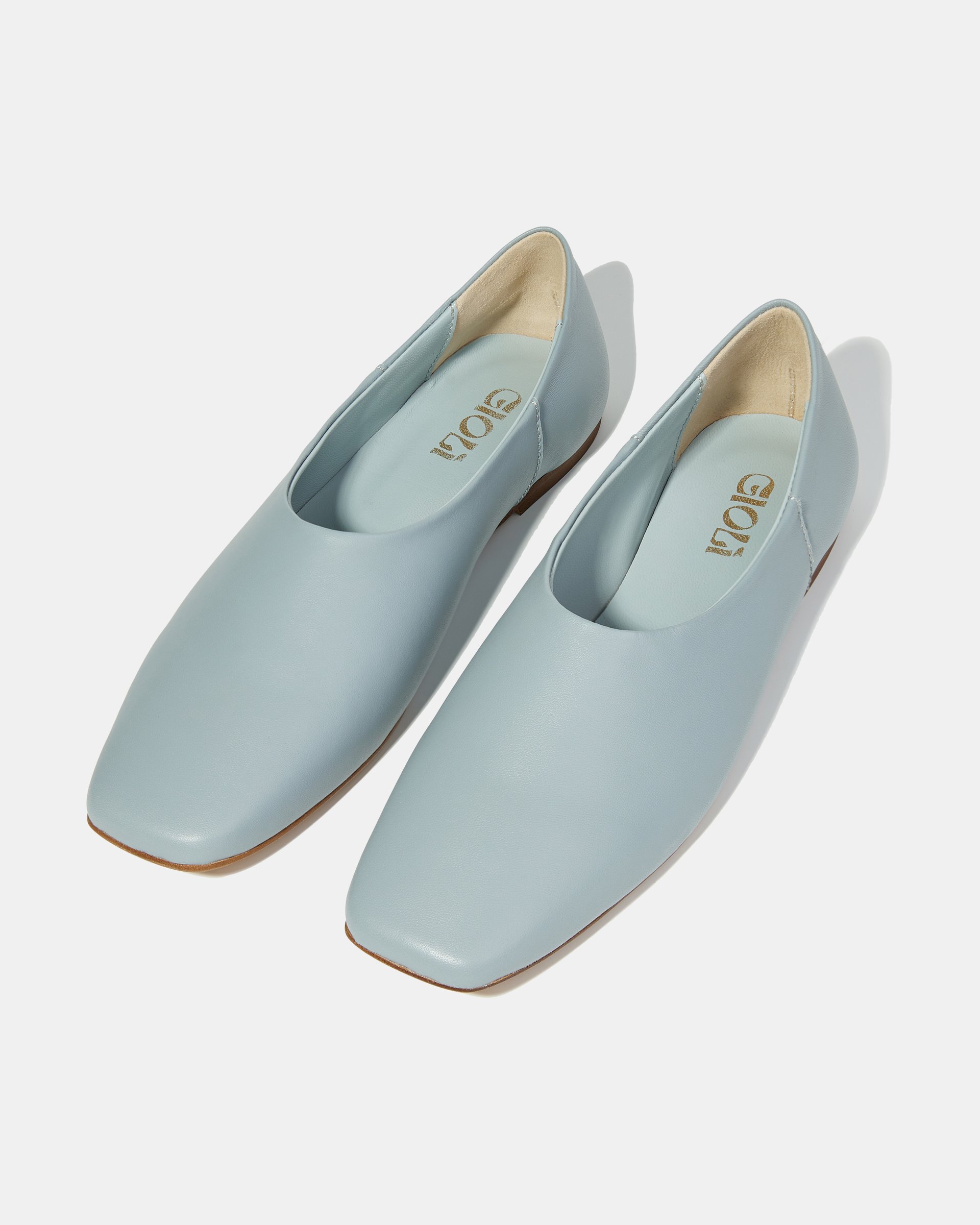 Голубые балетки из натуральной кожи минималистичного дизайна - Image 3 of 5