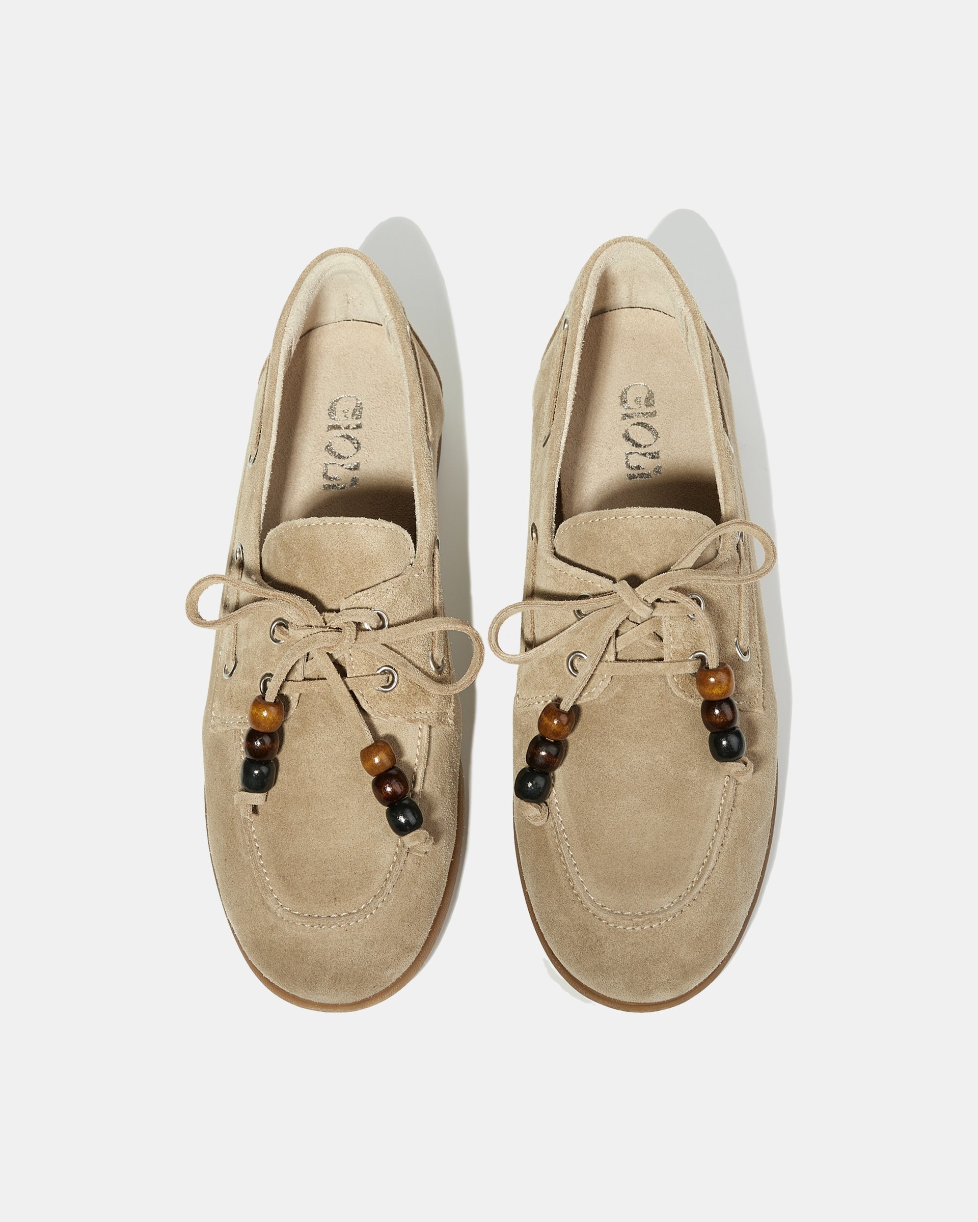 Бежевые замшевые мокасины с декоративными бусинами - Image 3 of 5
