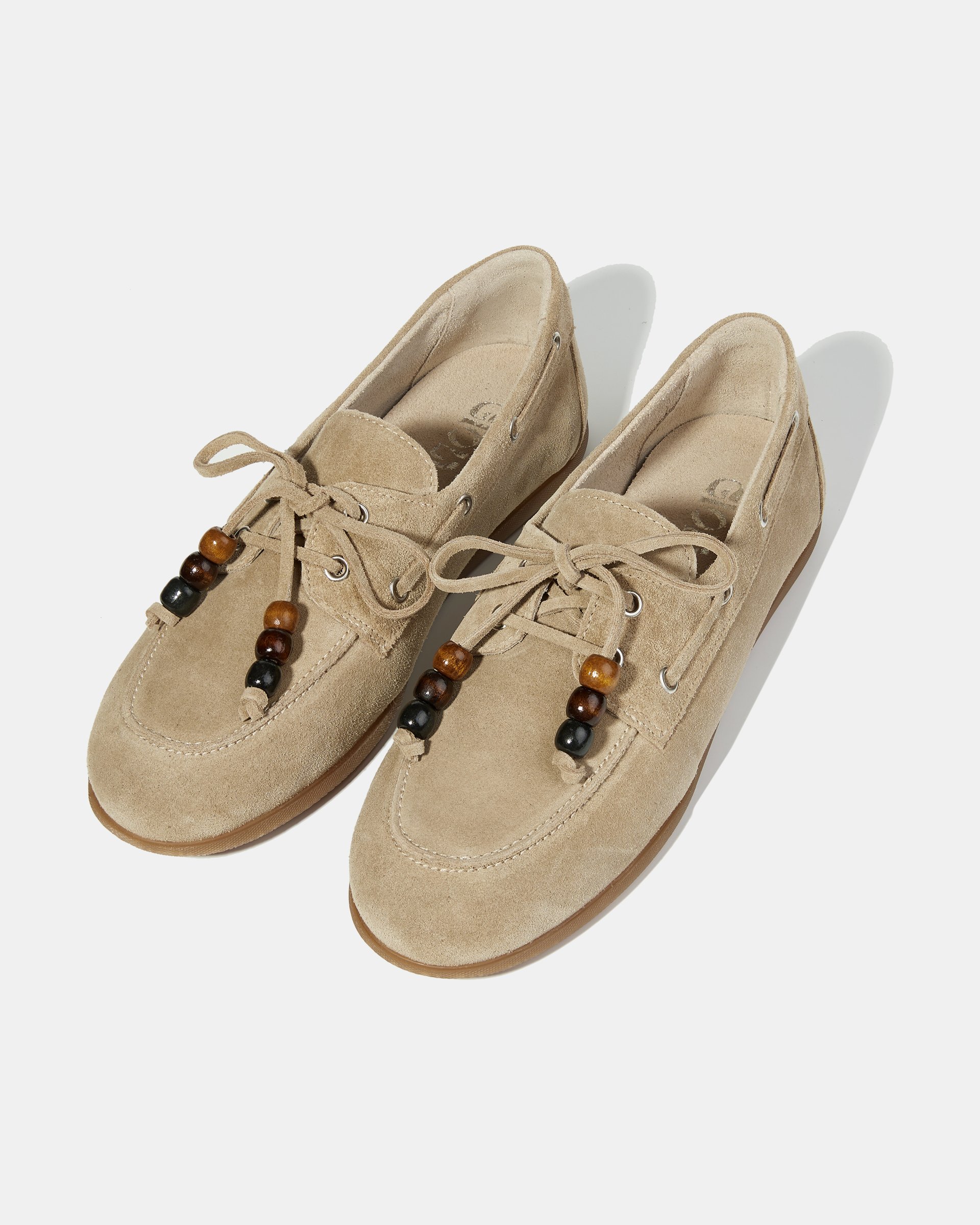 Бежевые замшевые мокасины с декоративными бусинами - Image 2 of 5