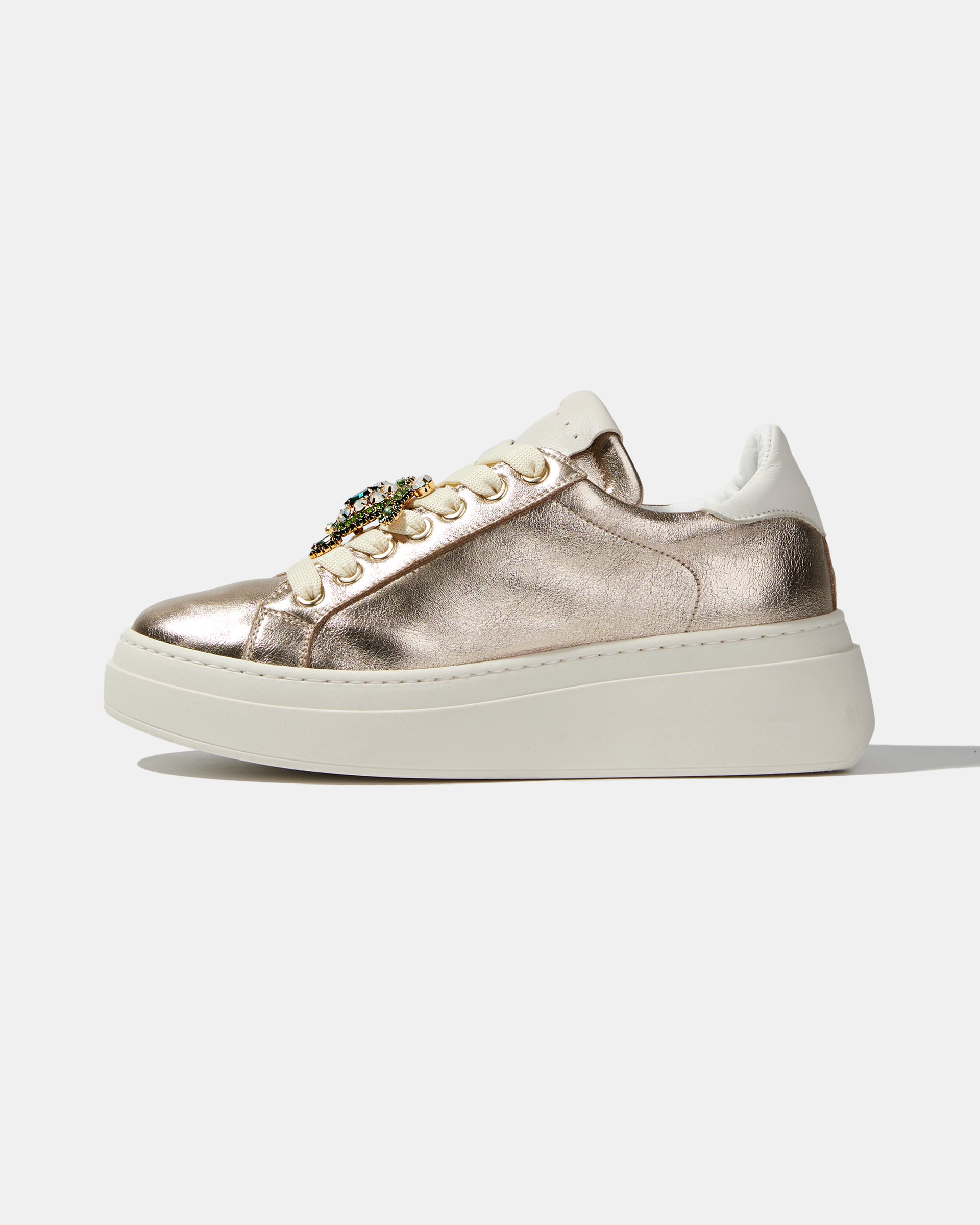 Золотые кожаные кеды с морским декором - Main image