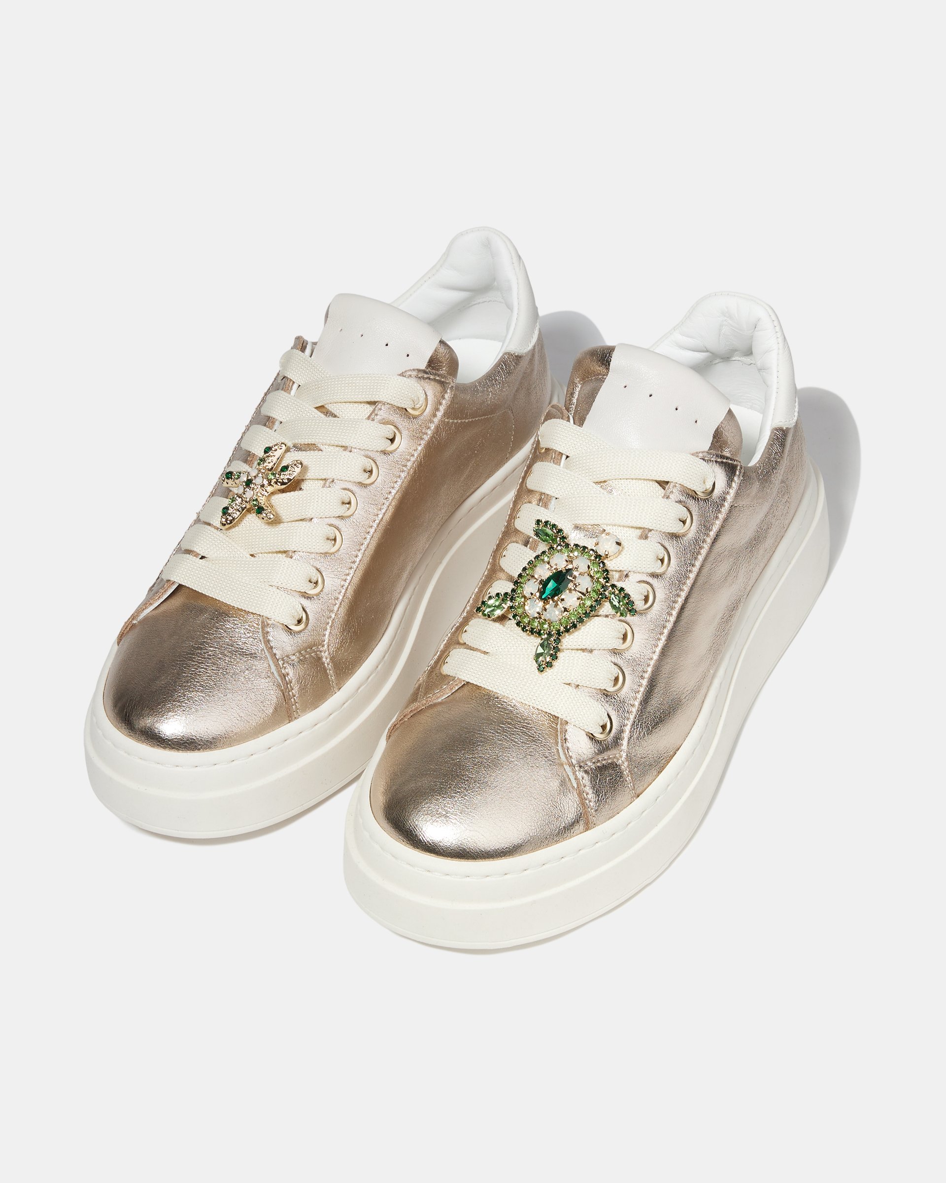 Золотые кожаные кеды с морским декором - Image 3 of 5