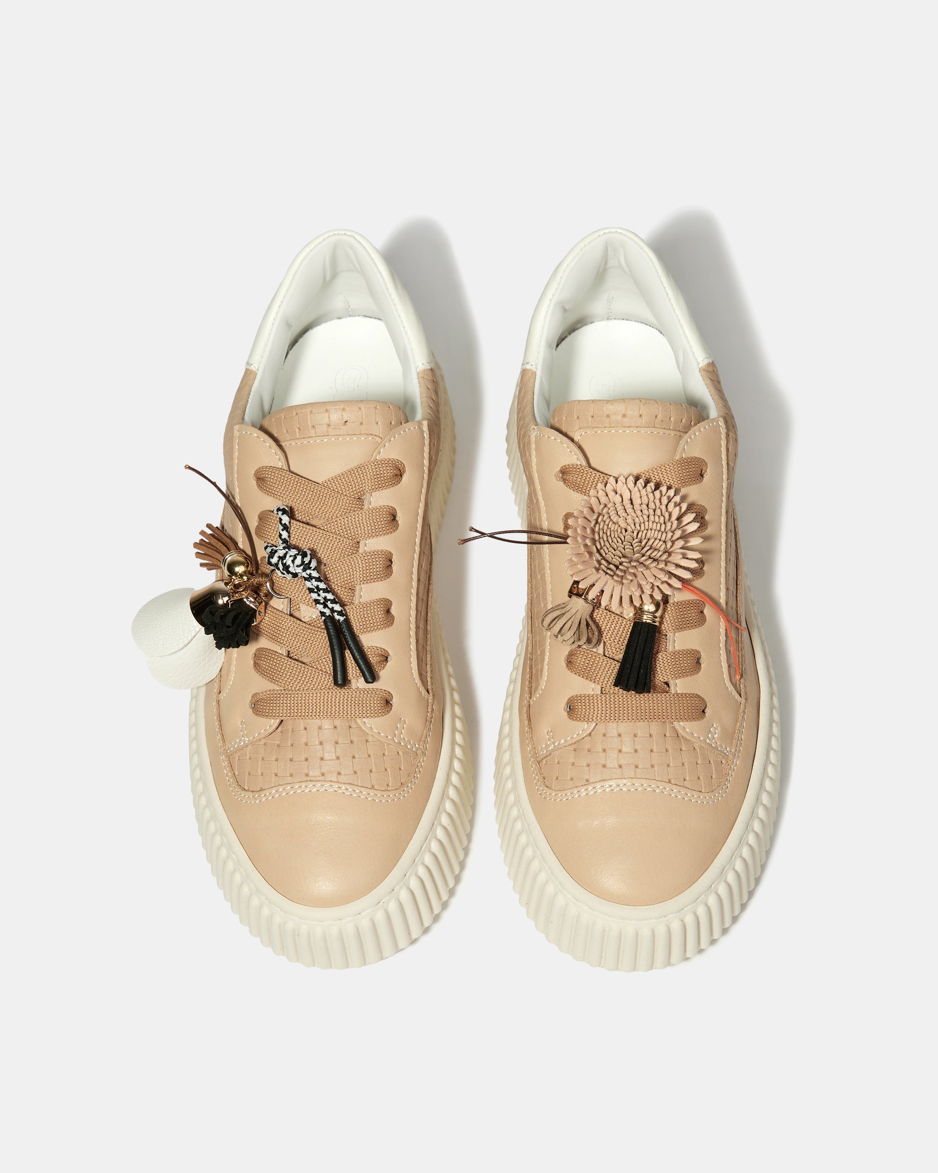 Бежевые кожаные кеды на платформе - Image 4 of 5