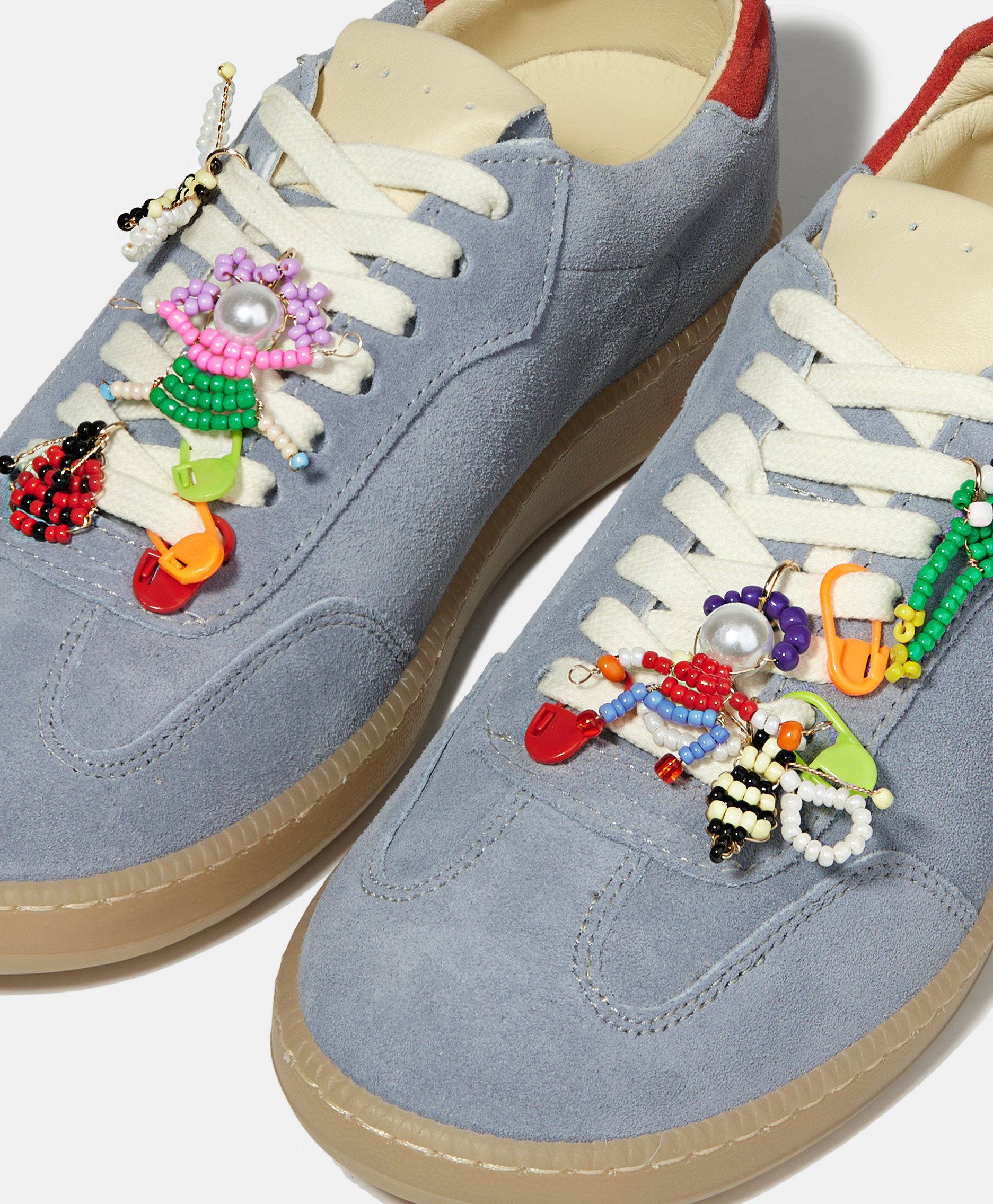 Голубые замшевые кеды с ручным бисерным декором - Image 5 of 5