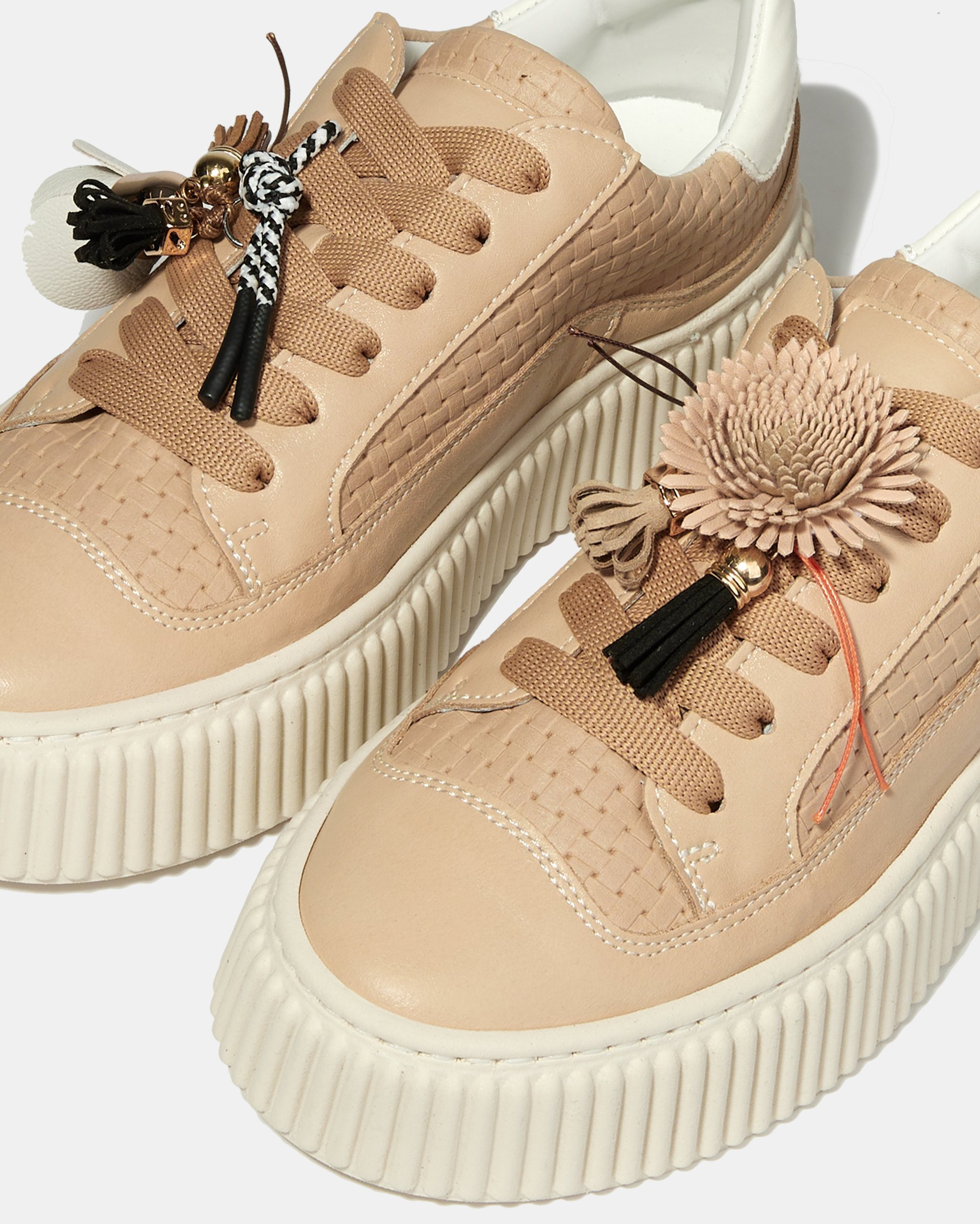 Бежевые кожаные кеды на платформе - Image 5 of 5