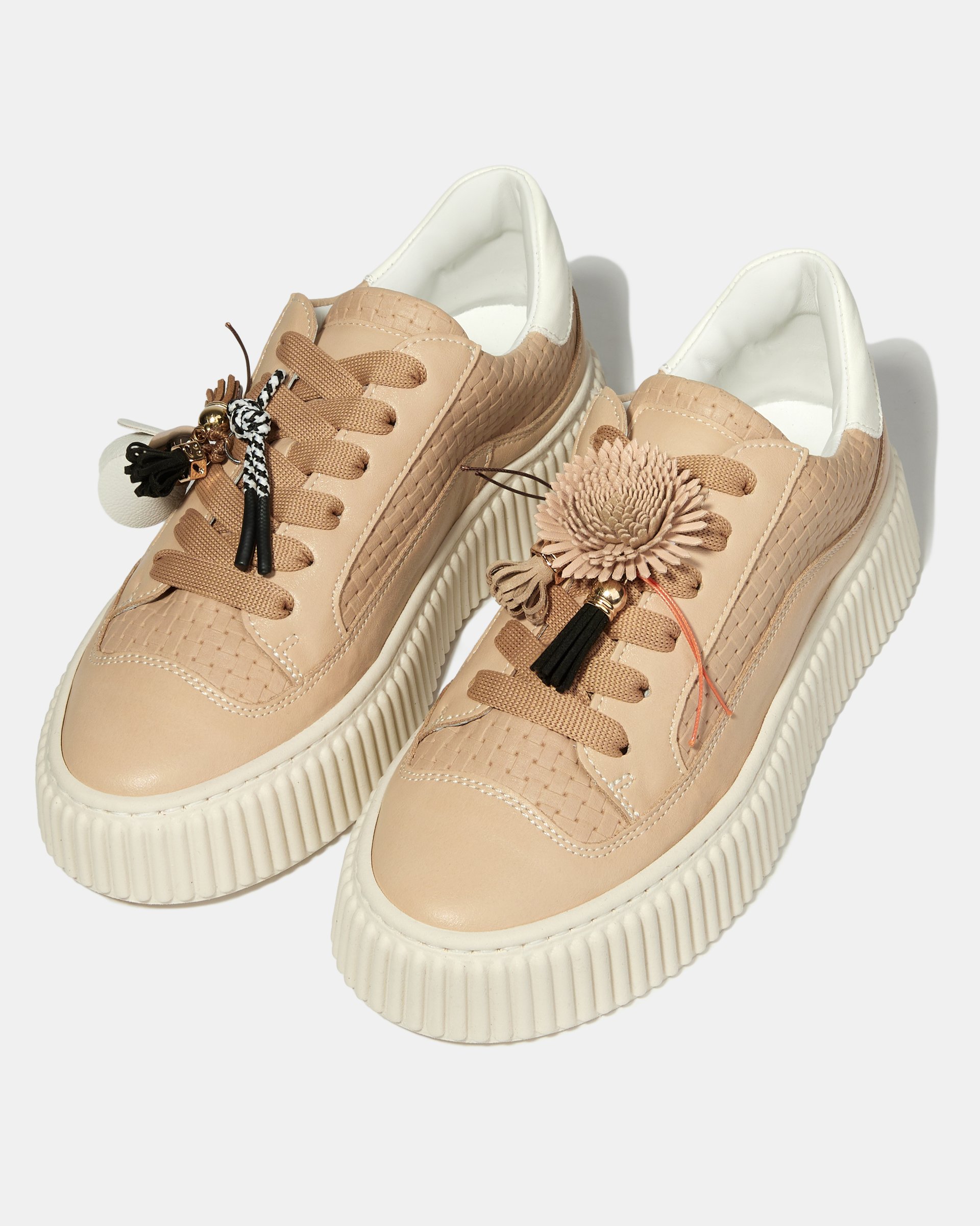 Бежевые кожаные кеды на платформе - Image 3 of 5