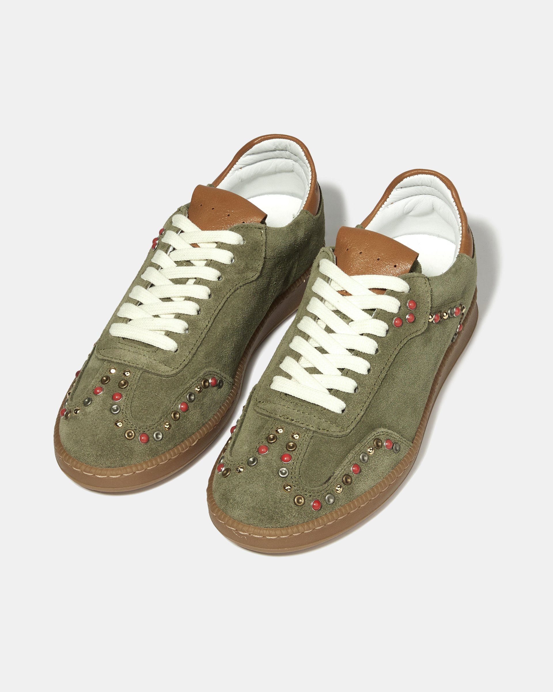 Зеленые замшевые кеды с декоративной отделкой из бусин - Image 2 of 4