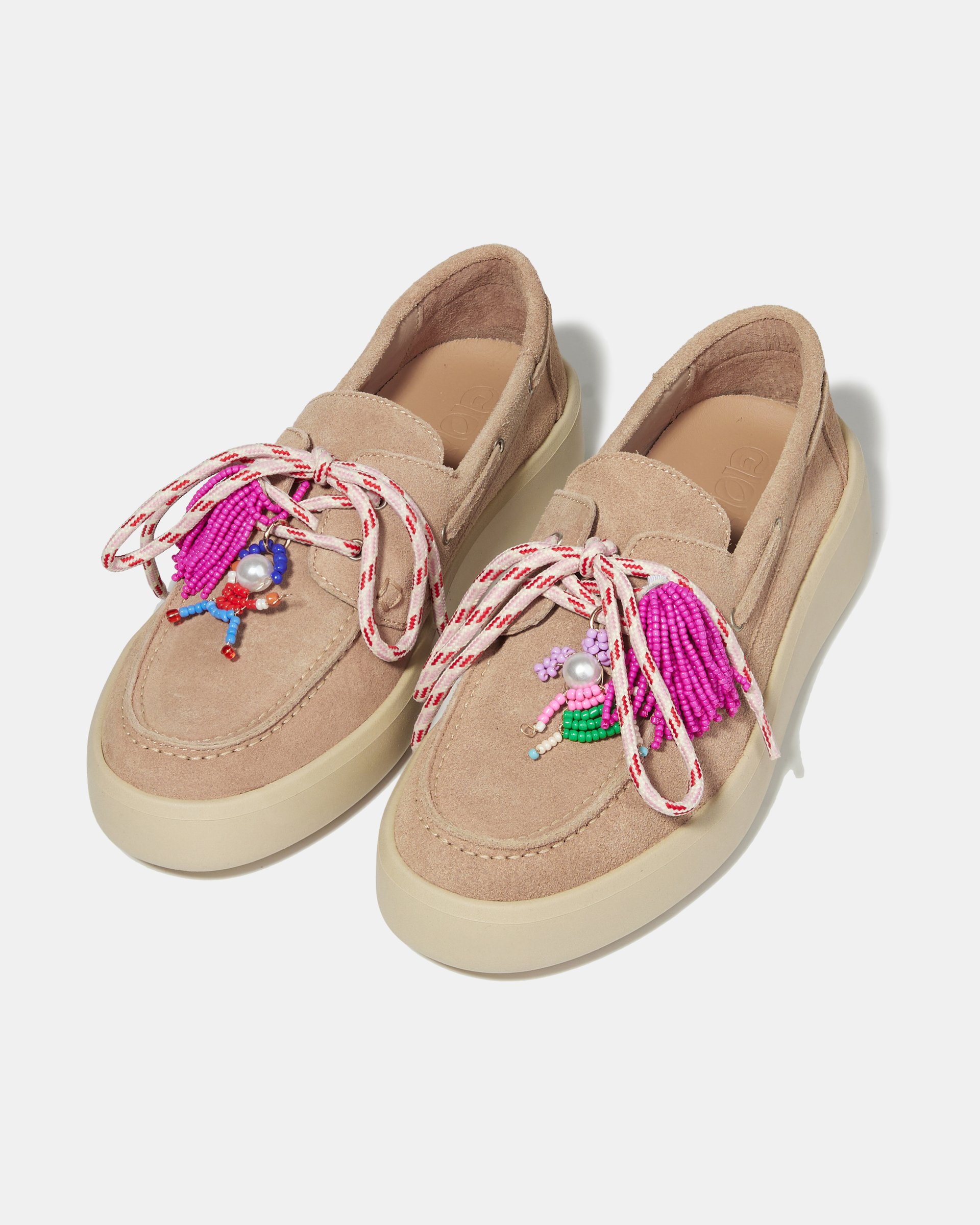 Розовые замшевые мокасины с бисерной бахромой - Image 3 of 5