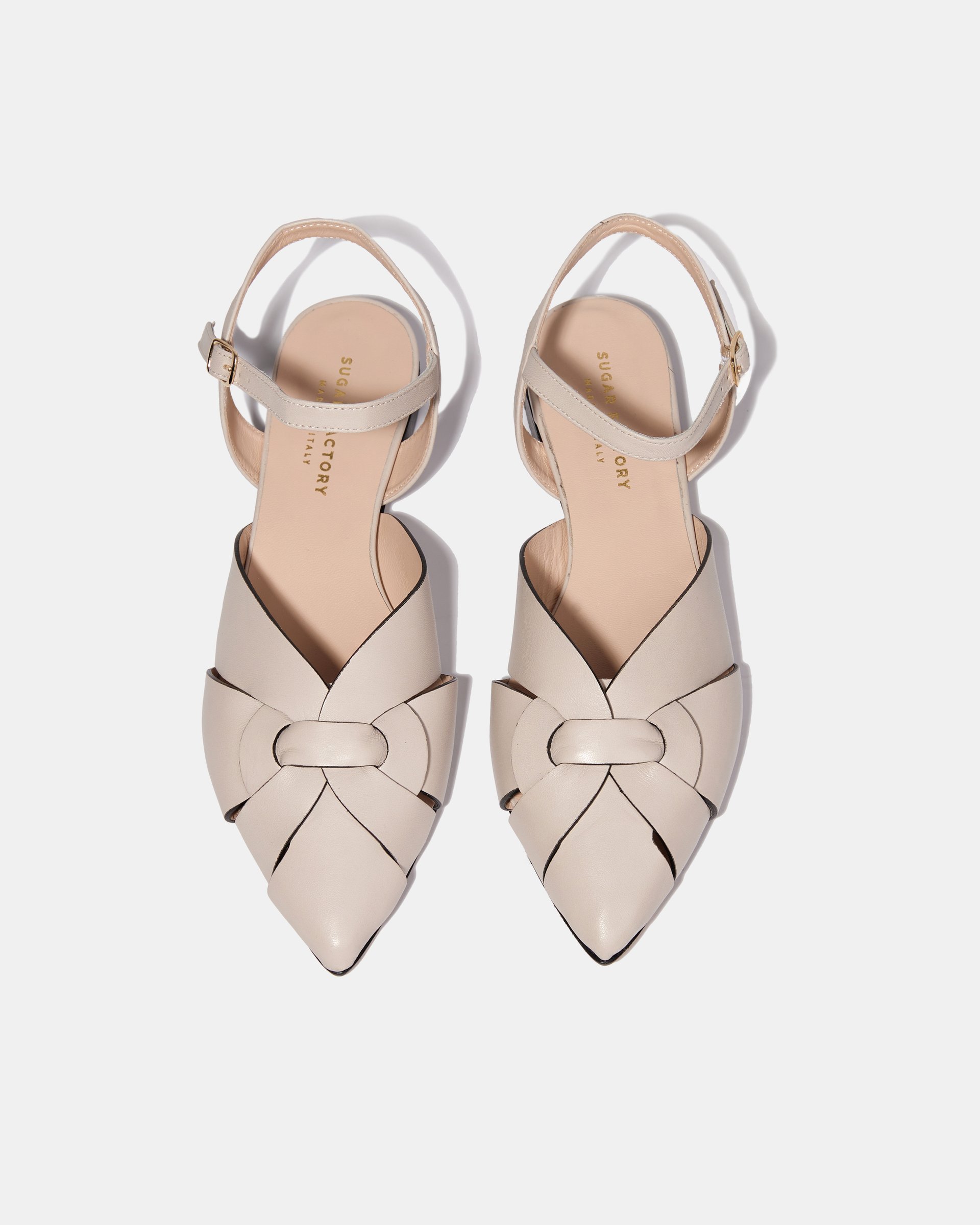 Бежевые кожаные туфли с плетеным узлом - Image 3 of 4