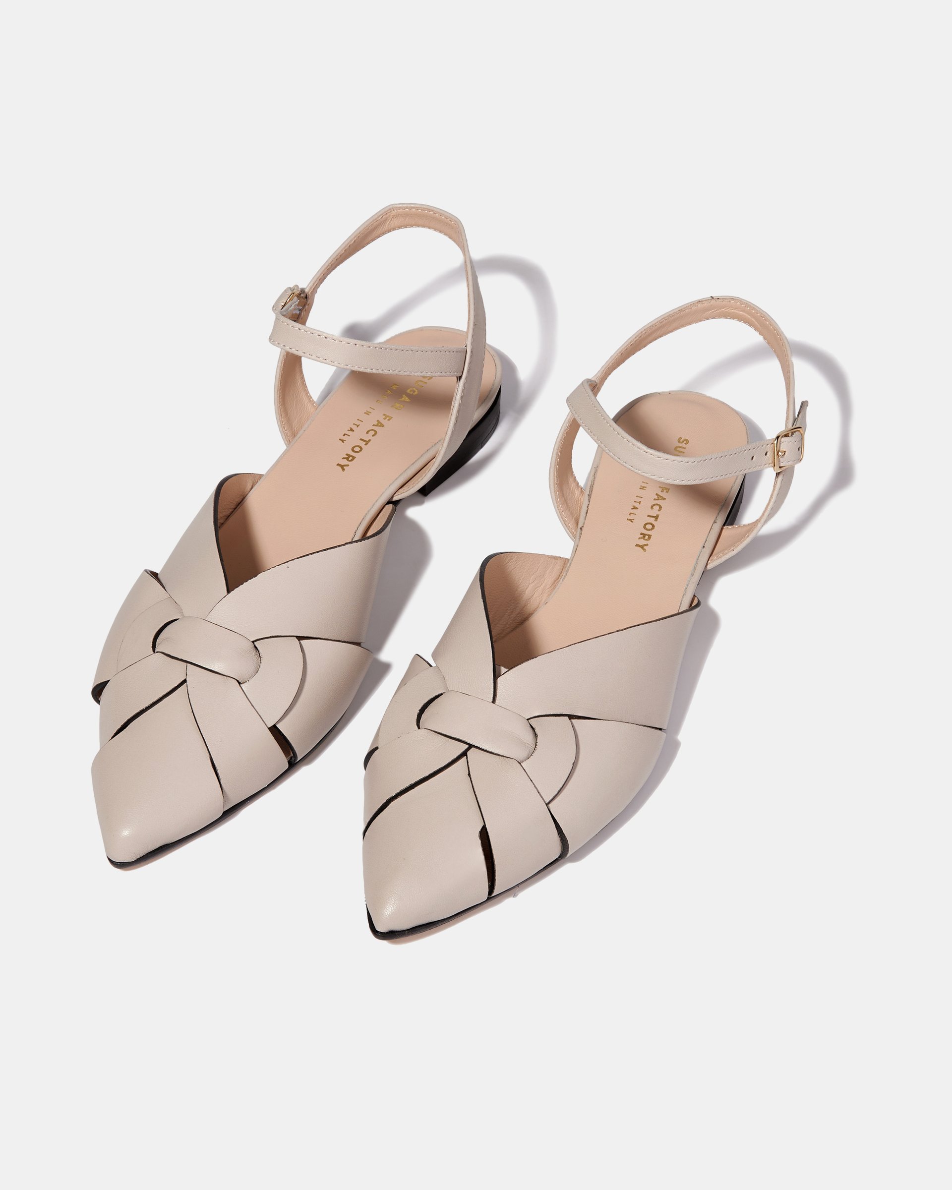 Бежевые кожаные туфли с плетеным узлом - Image 2 of 4