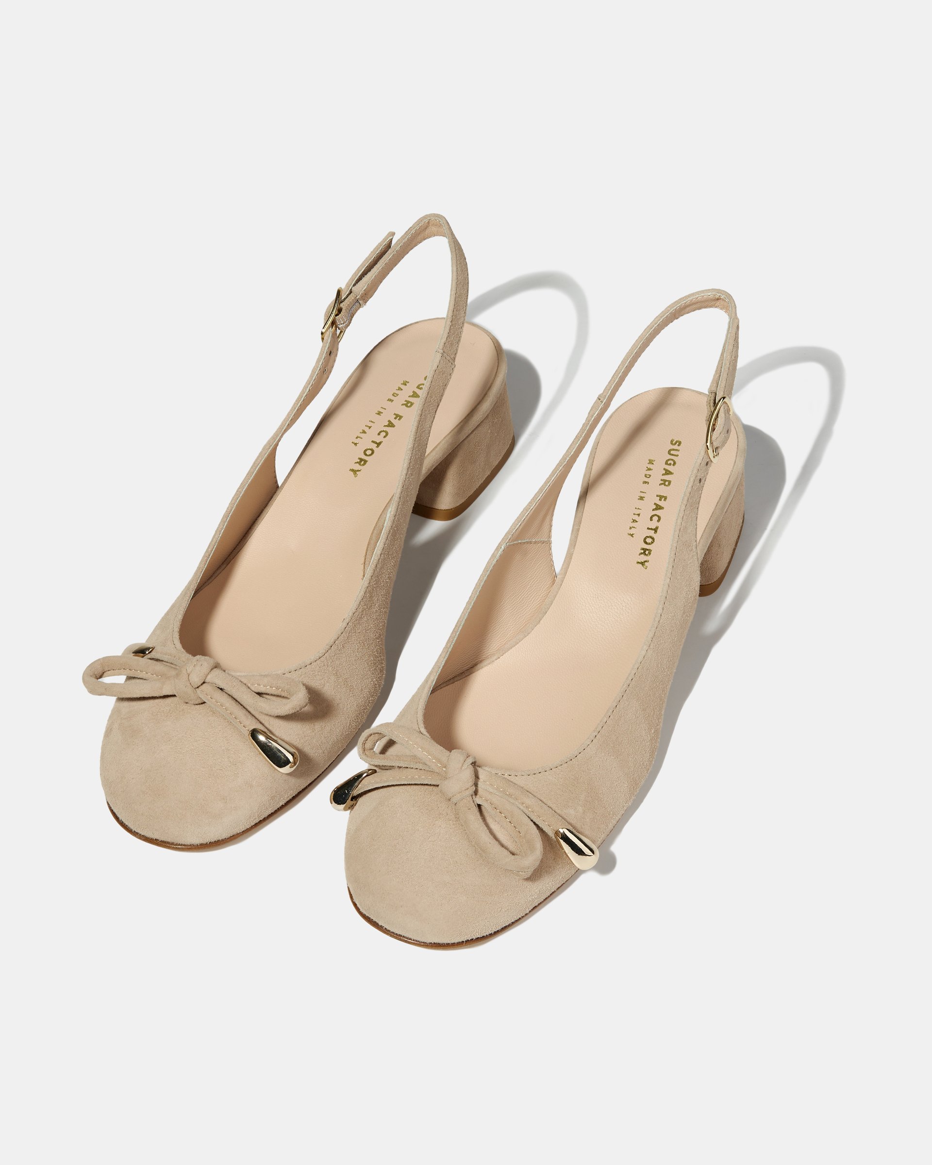 Бежевые замшевые туфли-слинбэк на низком каблуке - Image 2 of 4