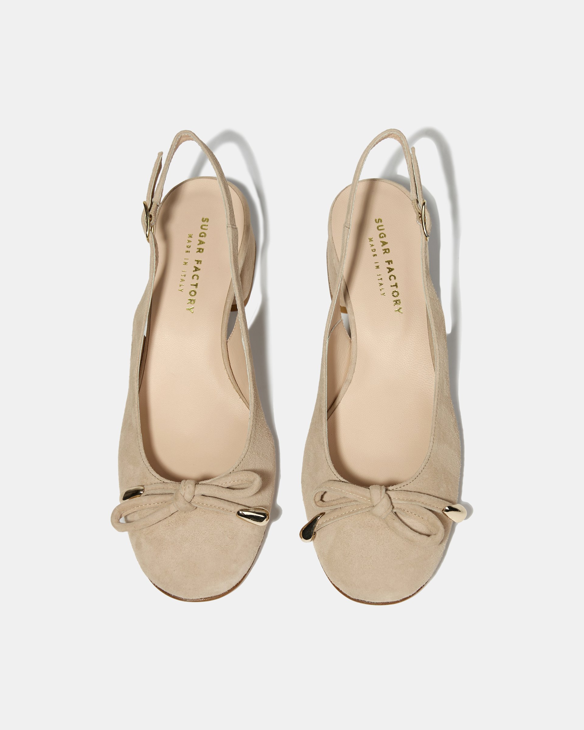 Бежевые замшевые туфли-слинбэк на низком каблуке - Image 3 of 4