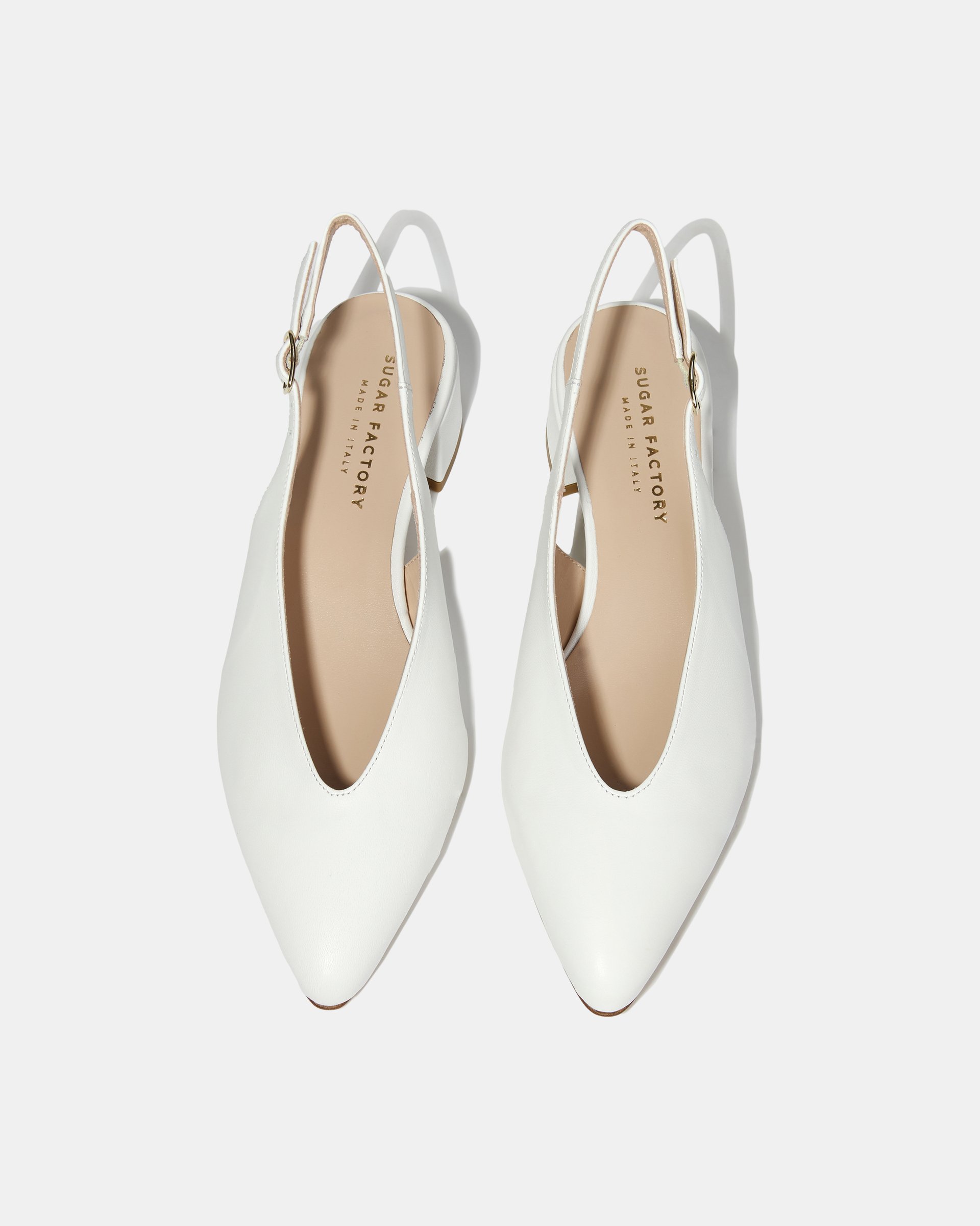 Белые кожаные туфли-слинбэк на низком каблуке - Image 4 of 5