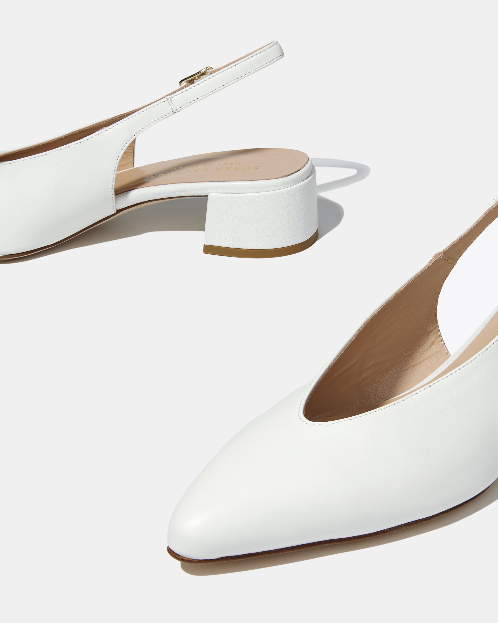 Белые кожаные туфли-слинбэк на низком каблуке - Image 5 of 5