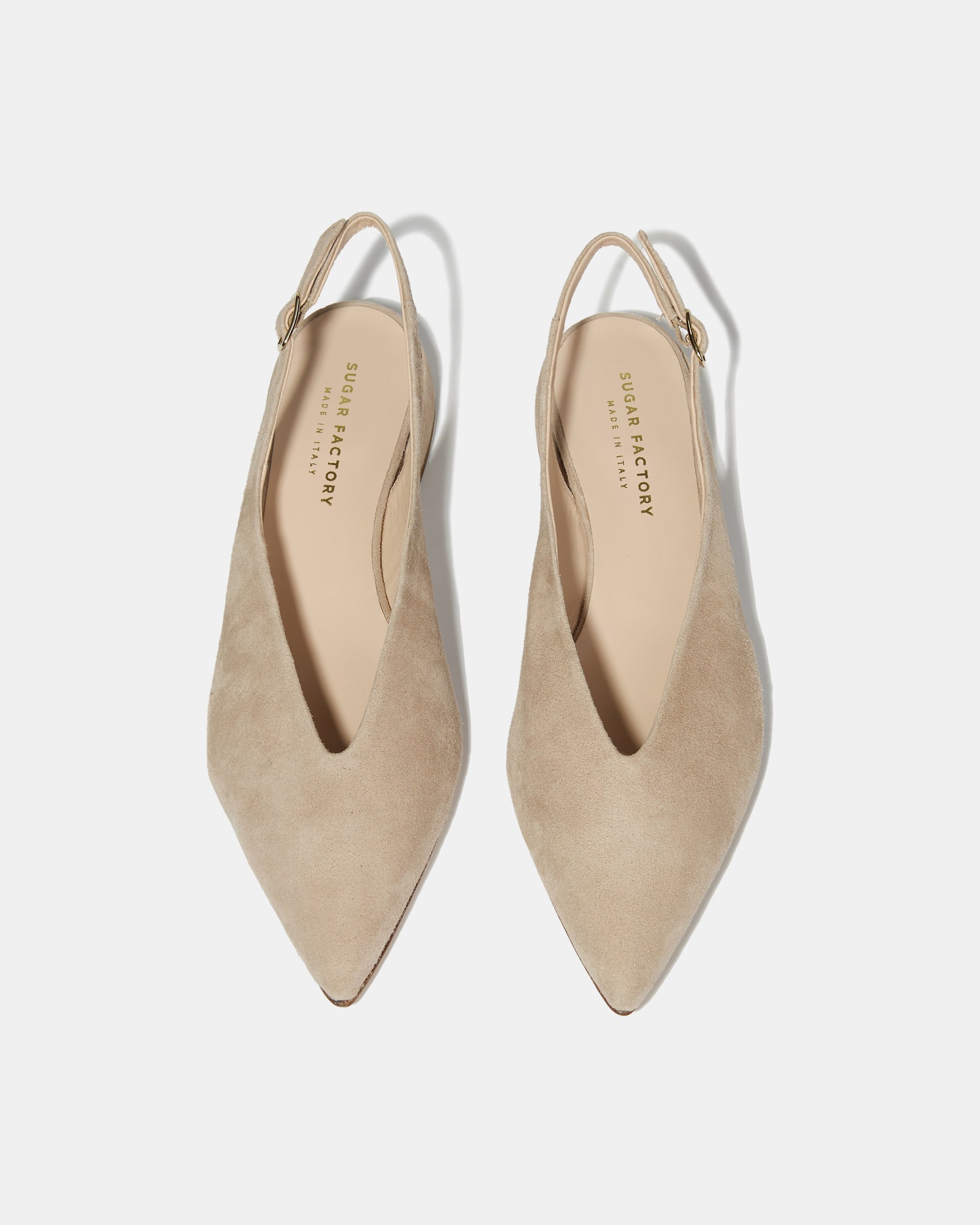 Бежевые замшевые туфли с острым носом и низким каблуком - Image 3 of 4