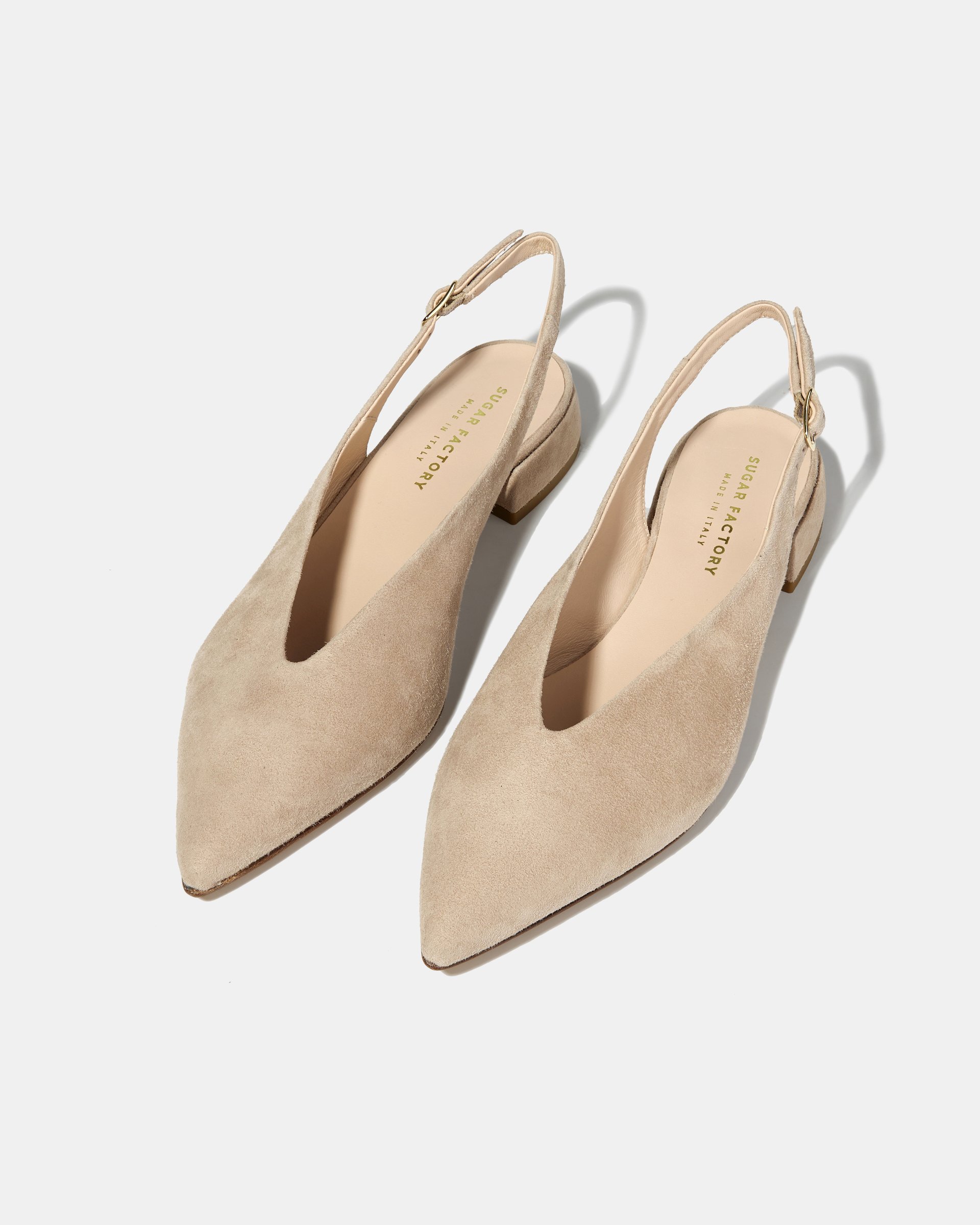 Бежевые замшевые туфли с острым носом и низким каблуком - Image 2 of 4