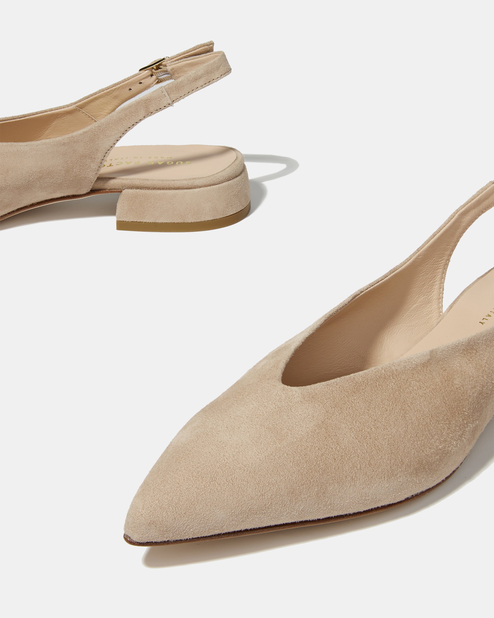 Бежевые замшевые туфли с острым носом и низким каблуком - Image 4 of 4