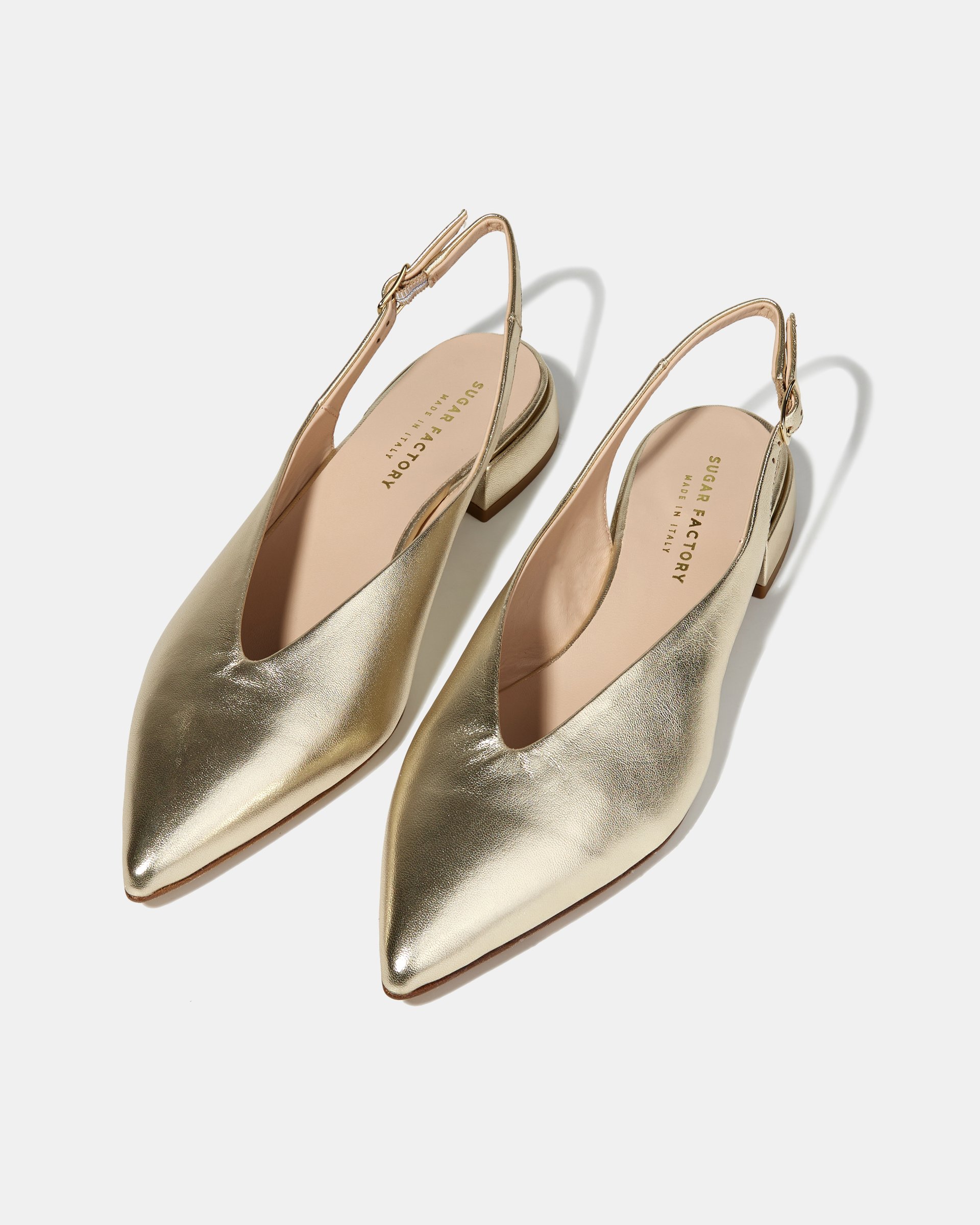 Золотые туфли из натуральной кожи с острым носом - Image 3 of 5