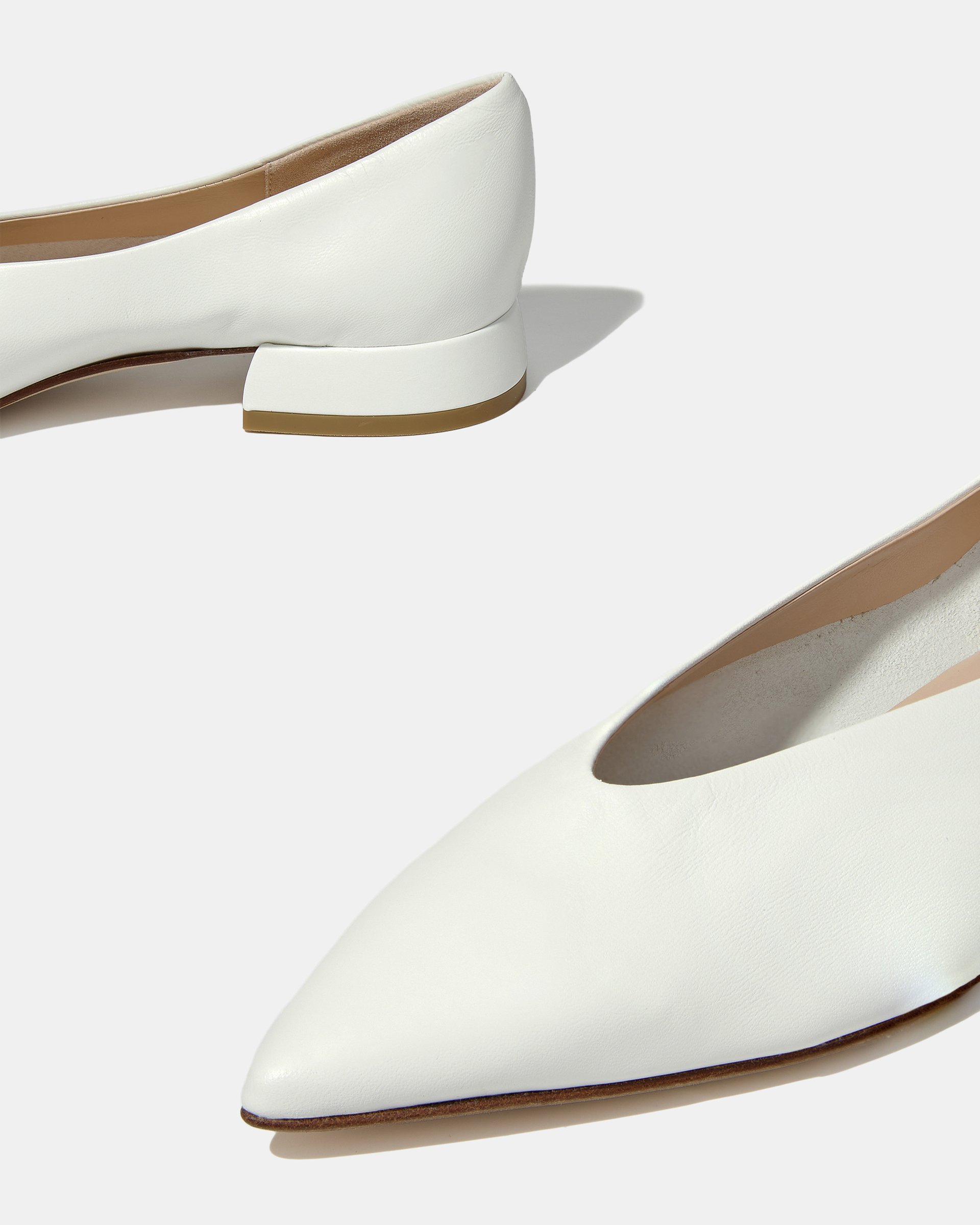 Белые кожаные туфли на низком каблуке с заостренным носом - Image 5 of 5